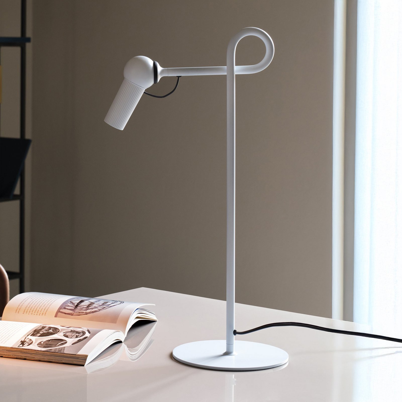 Candeeiro de mesa LED Kundalini Bird, branco, altura 48 cm