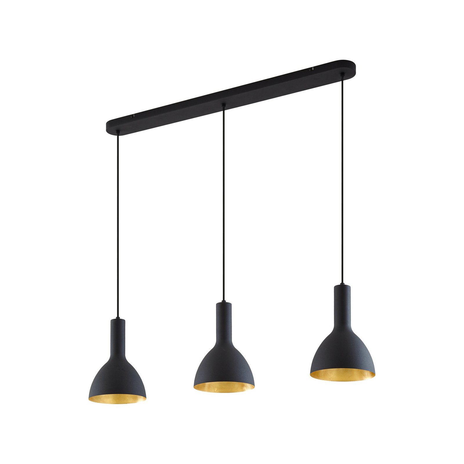Arcchio suspension Cosmina, à 3 lampes, longueur 90 cm, noir