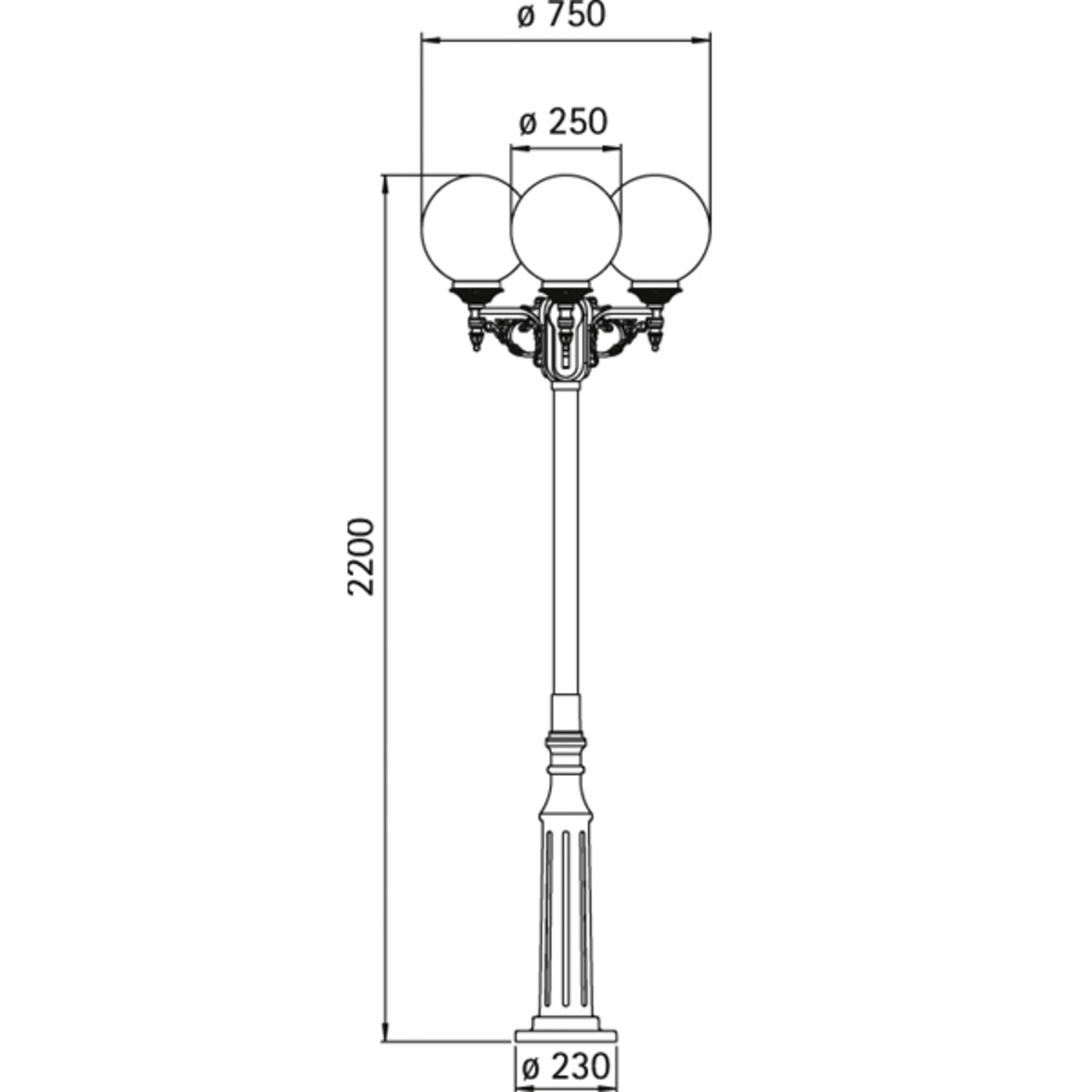 Artistic lamp post 163-3, white-silver