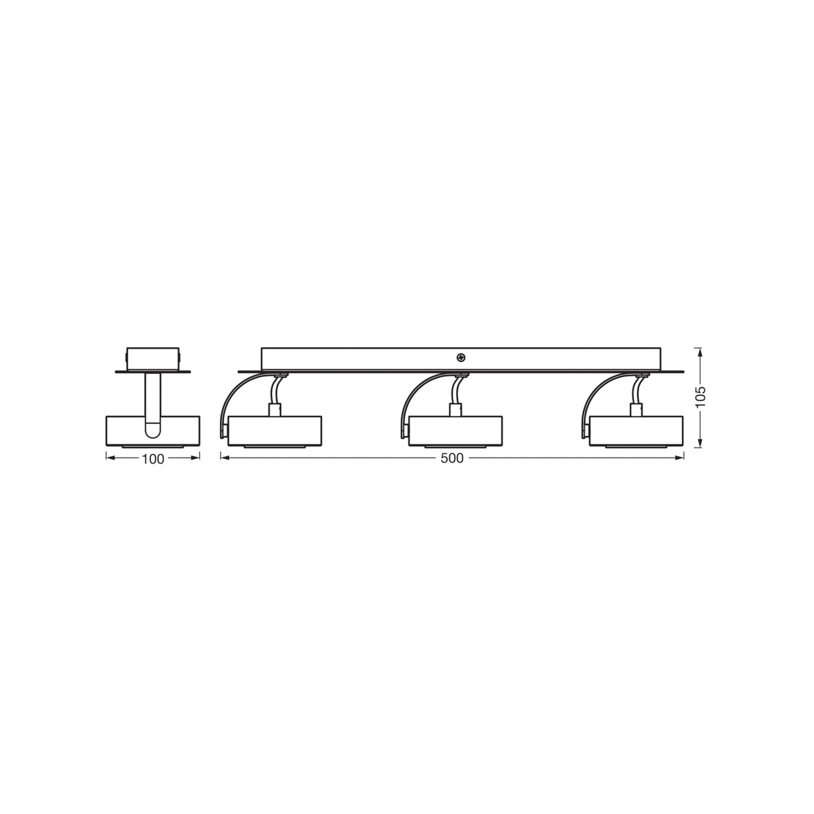 OSRAM LED-Deckenstrahler VENUS schwarz 3-flg. Metall 3.000 K
