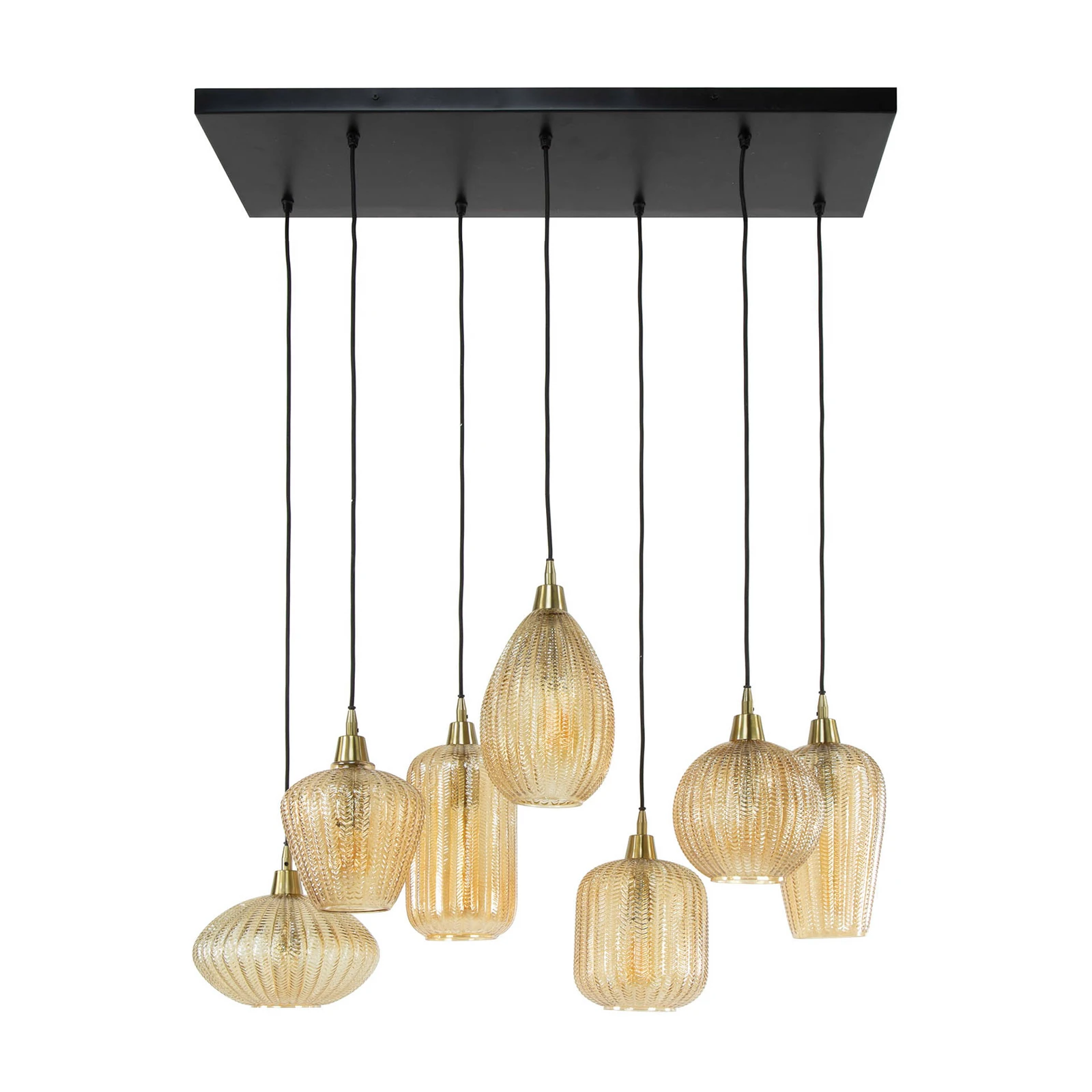 Suspension Pattern en verre brun, à 7 lampes