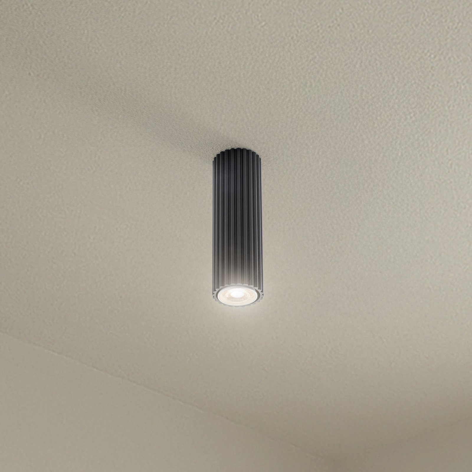 Plafonieră Carbon, negru, înălțime 20 cm, aluminiu