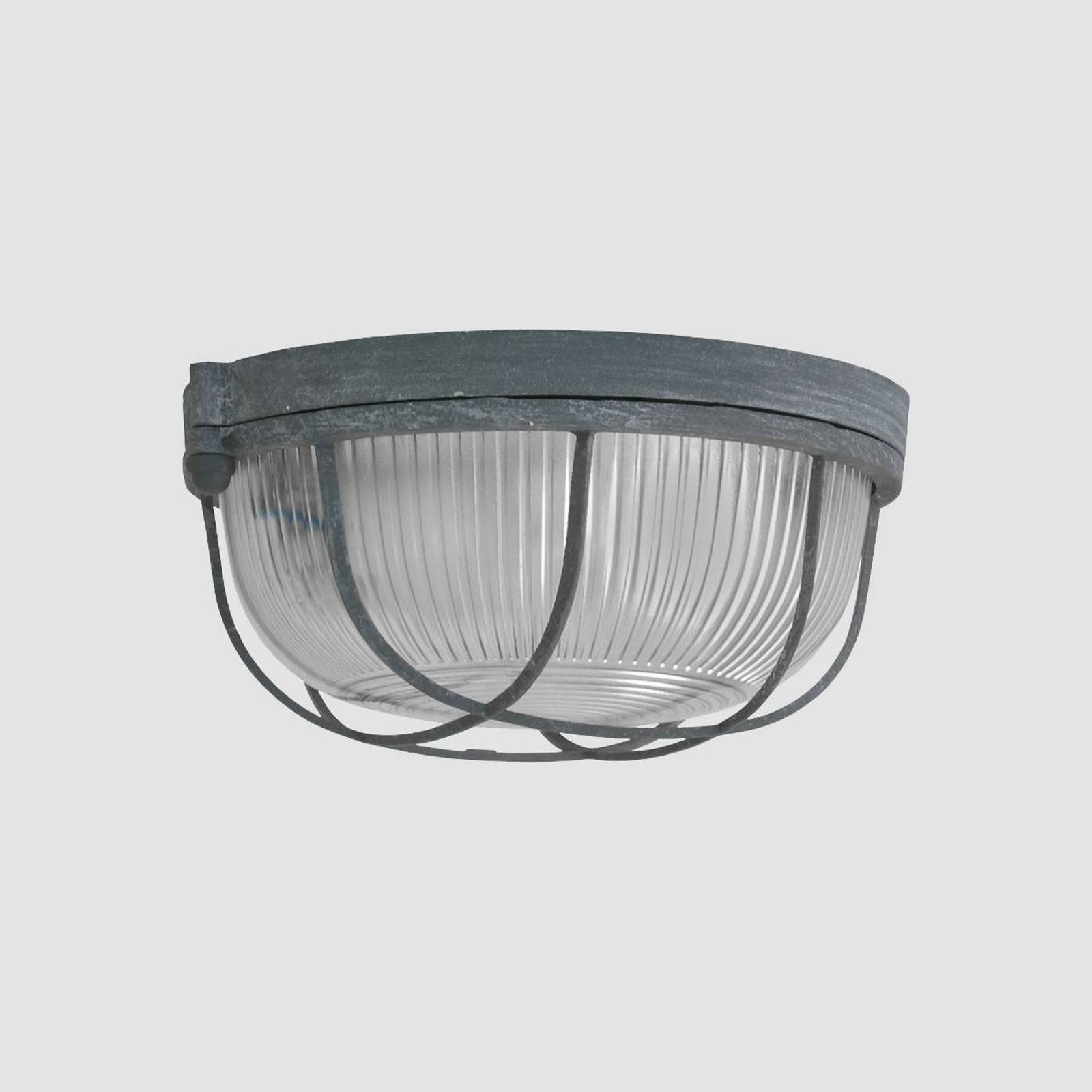Deckenleuchte Lisanne, grau, Ø 17 cm, Metall, Glas, E27 günstig online kaufen