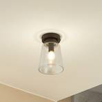 Lucande Badolo loftslampe, sort, glas, Ø 15 cm, IP44