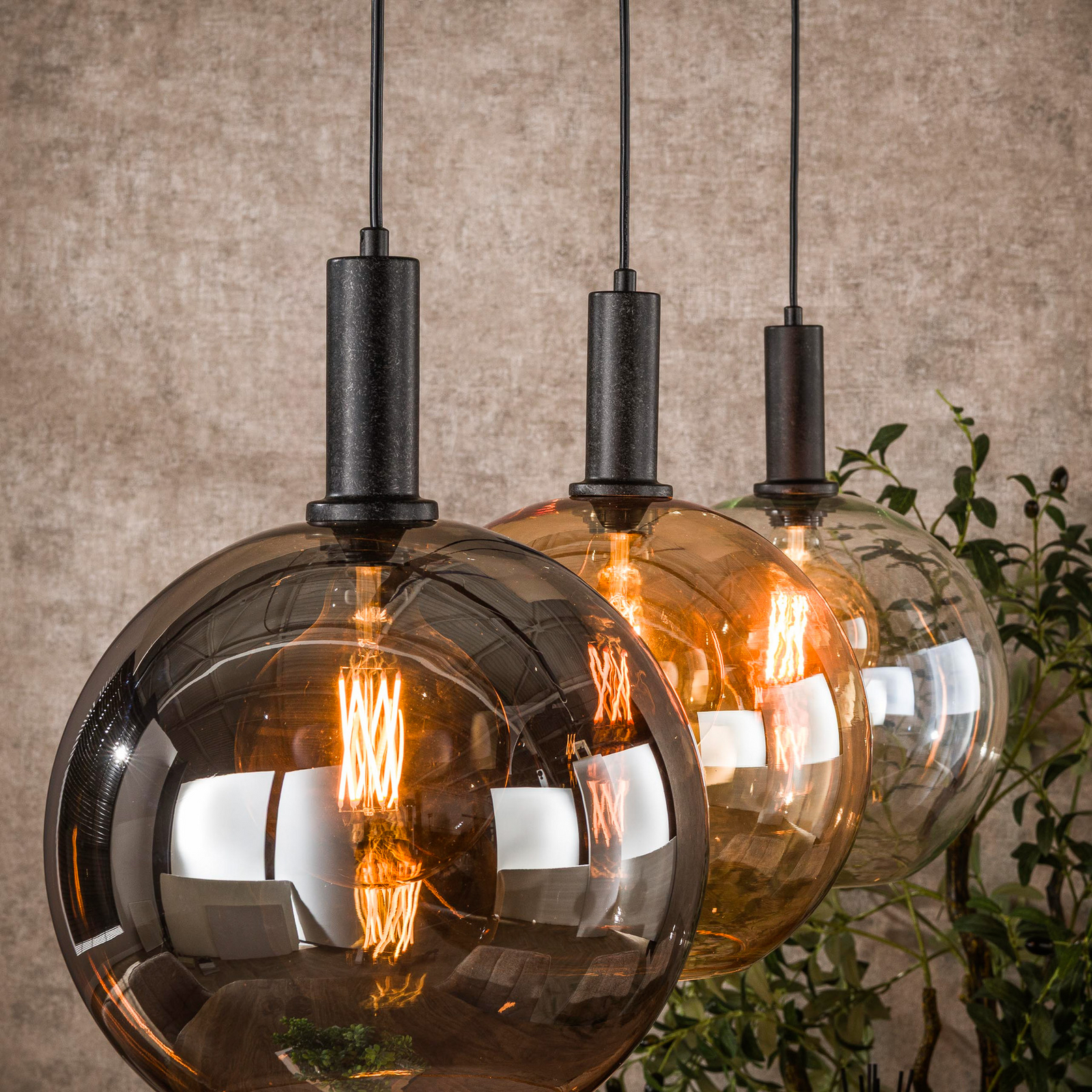 Pendelleuchte Sfera Tricolore, mehrfarbig, 3-flg., Glas, E27