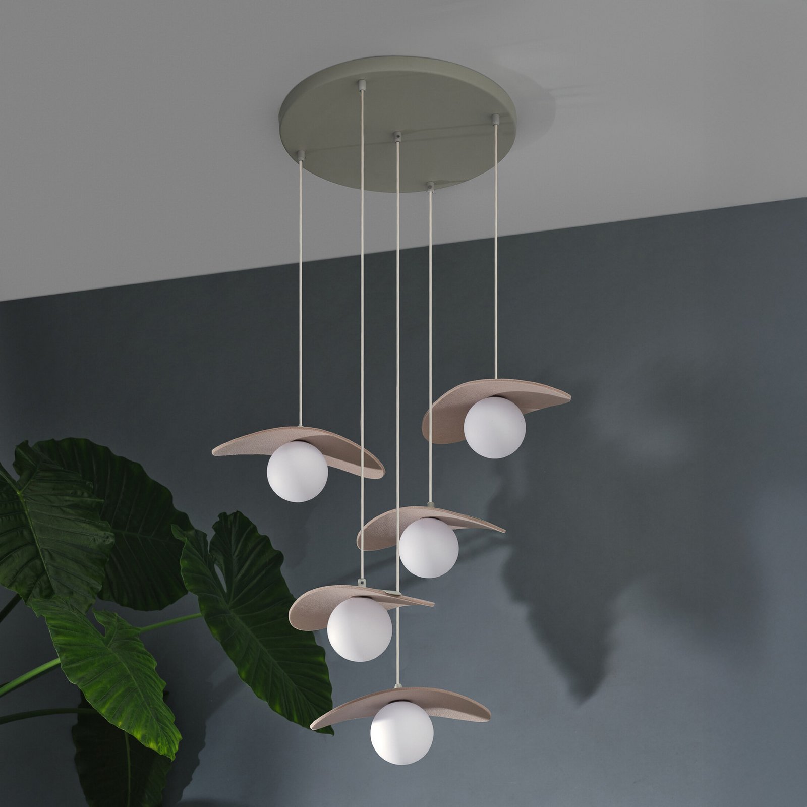 Lampada a sospensione OSRAM Decor Pearl, a 5 luci, beige, feltro, G9