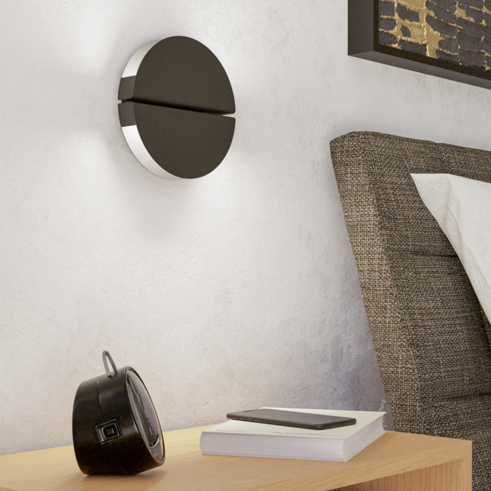 EGLO LED wandlamp PIANOSA, zwart, Ø 18 cm, IP44, CCT