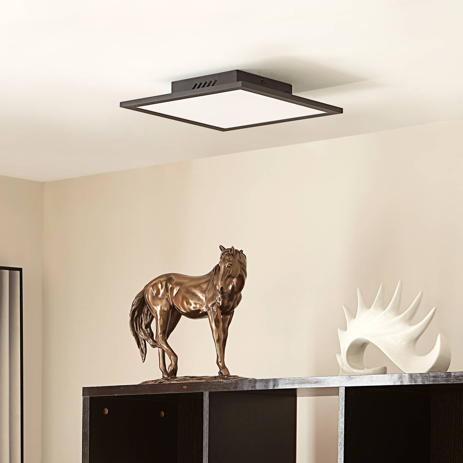 Photos - Chandelier / Lamp Lindby LED panel Lamin, black, 30 cm, aluminium, CCT, remote control 