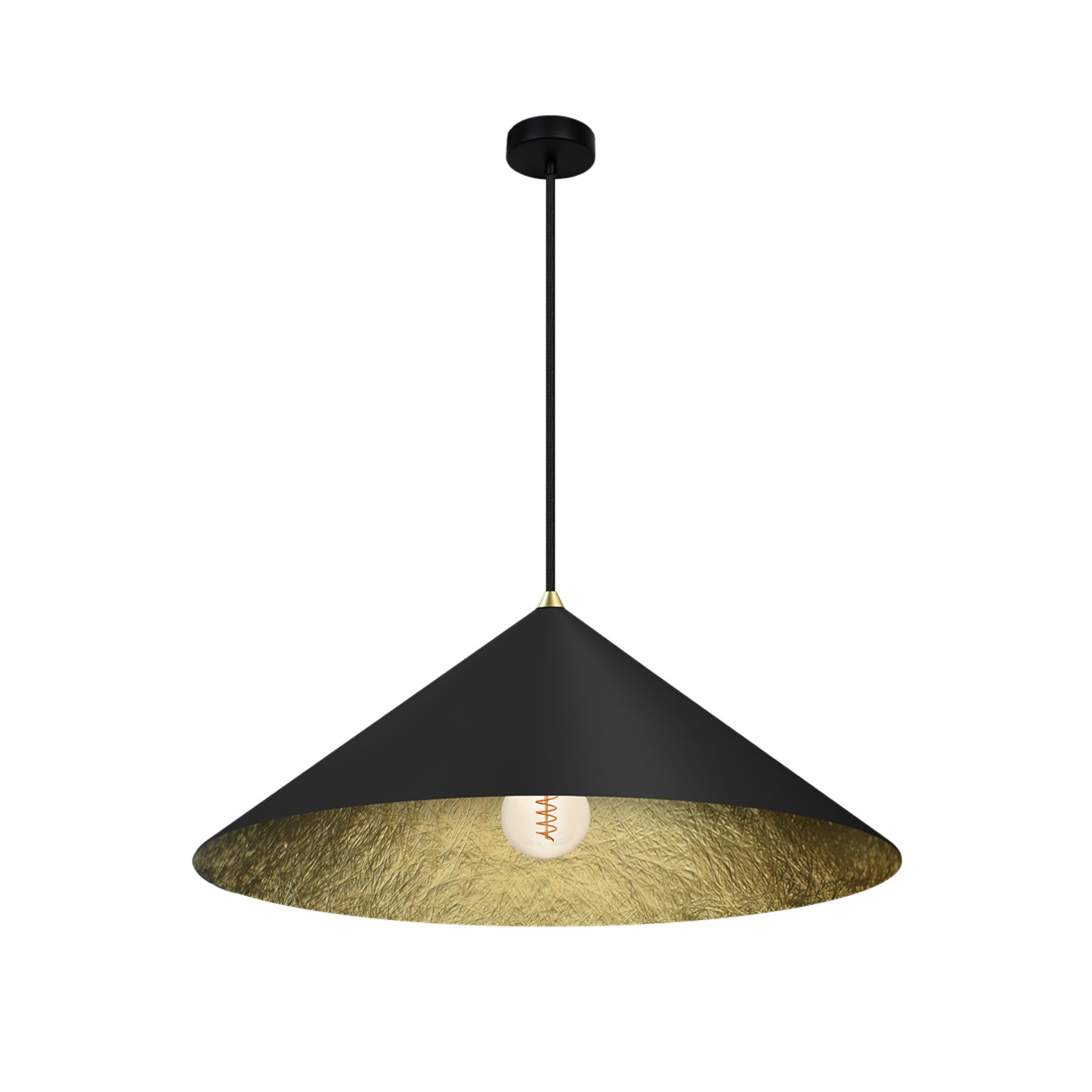 Lampa wisząca Fuji, włókno kompozytowe, kolor czarny/złoty, Ø 50 cm