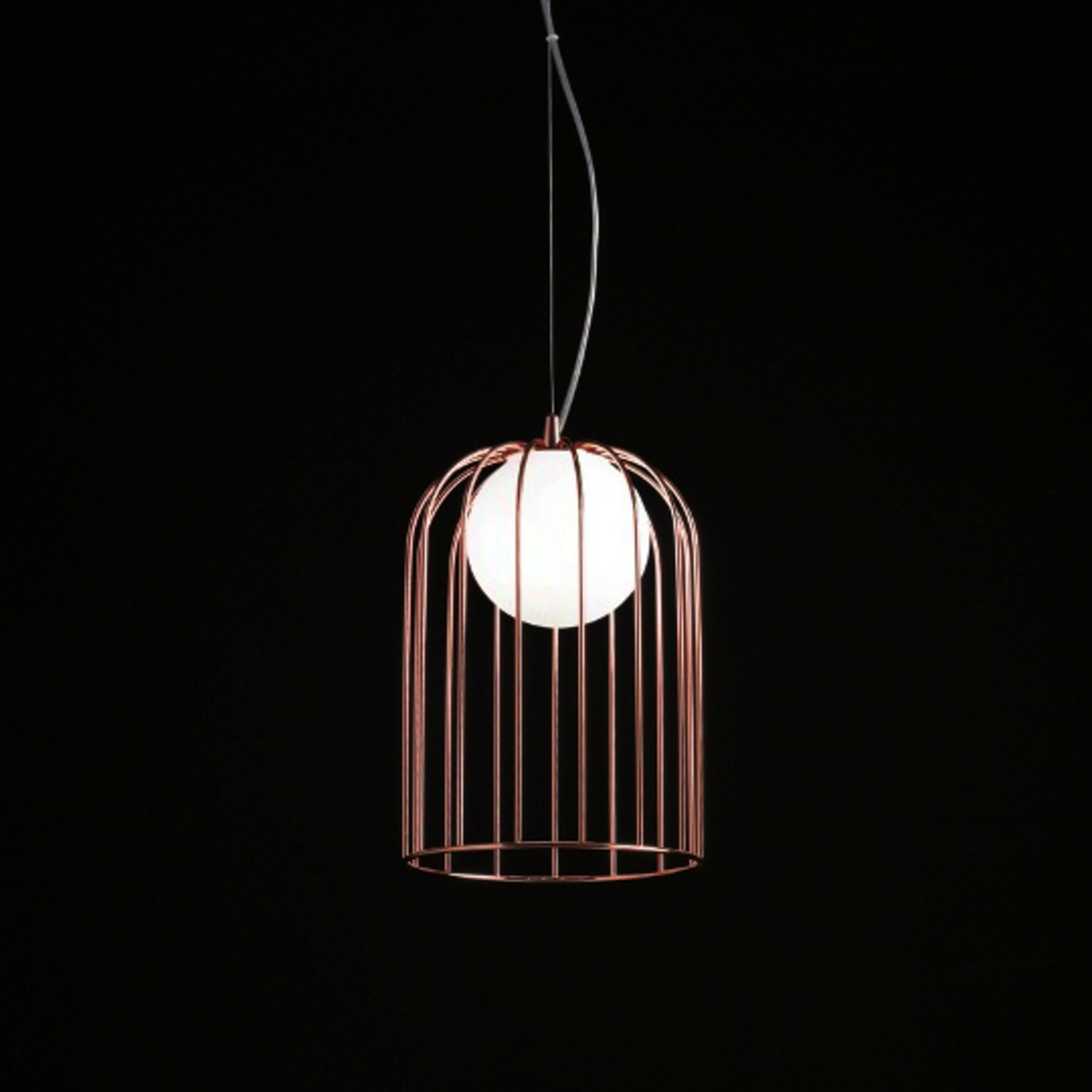 Small hanging light Kluvi with copper lampshade