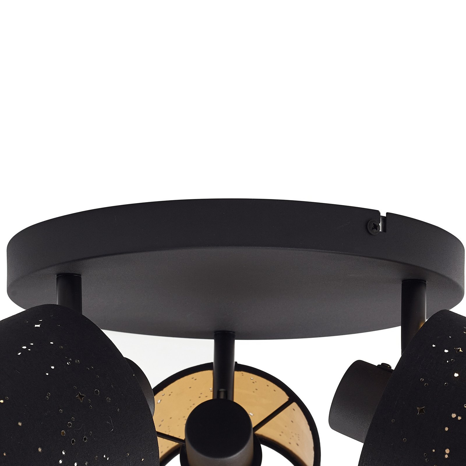 Vasilia 3 Lámpara de Techo w/Pattern Negro/Oro - Lindby