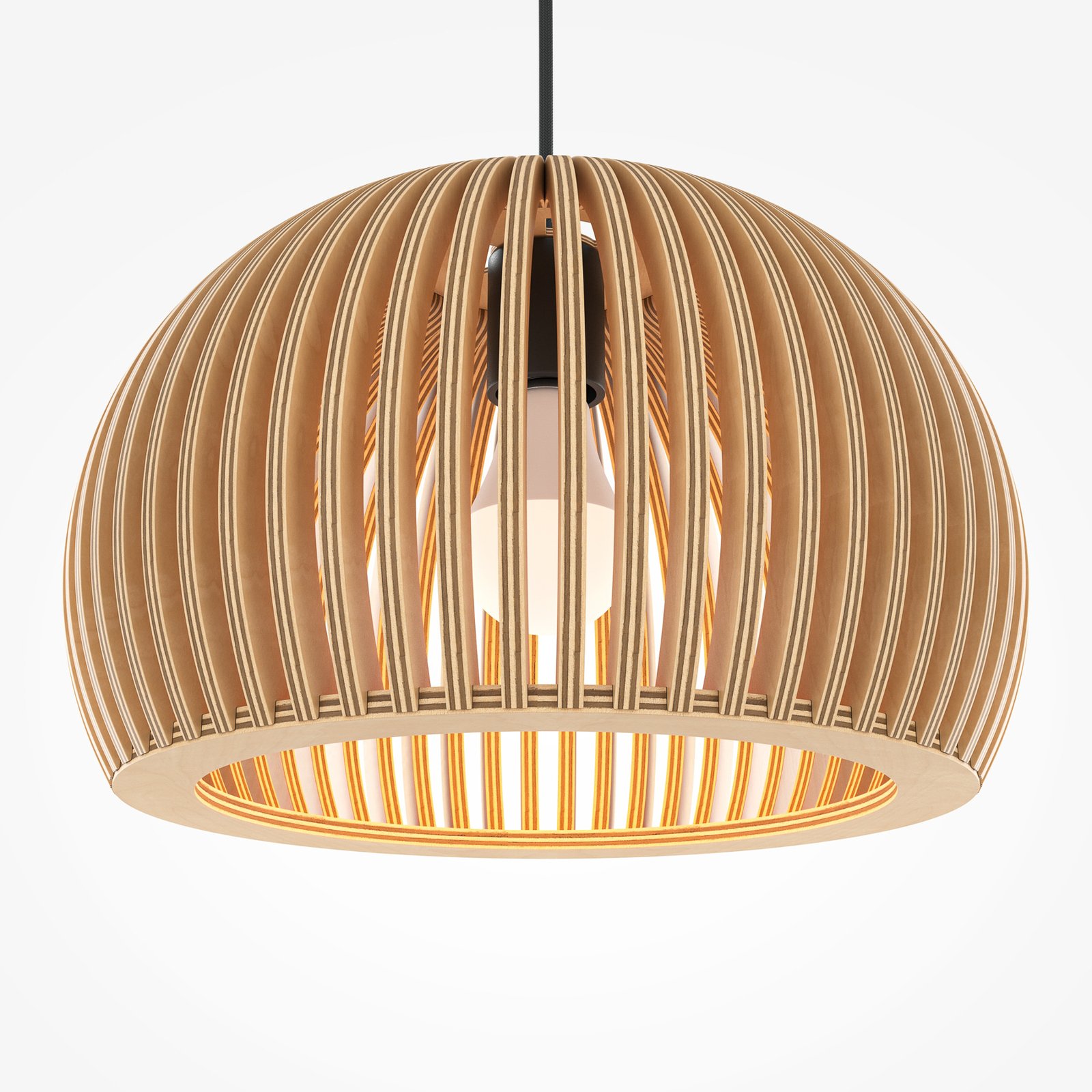 Maytoni Roots pendant light, Ø 33 cm, height 21 cm, beige, wood