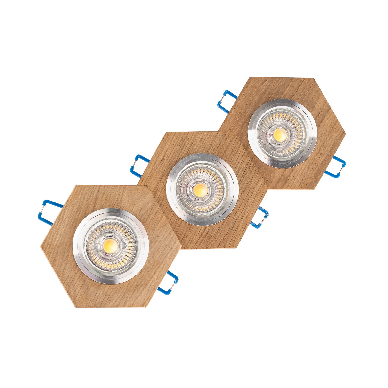 LED podhledové světlo Sirion šestiúhelník dub 3 ks