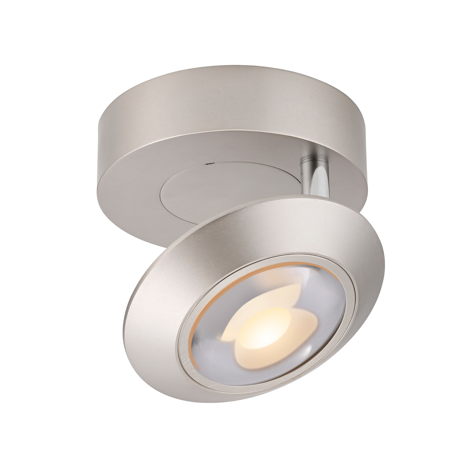 PURE LED таванска лампа Oculis, сребриста Ø 15 cm желязо/стъкло
