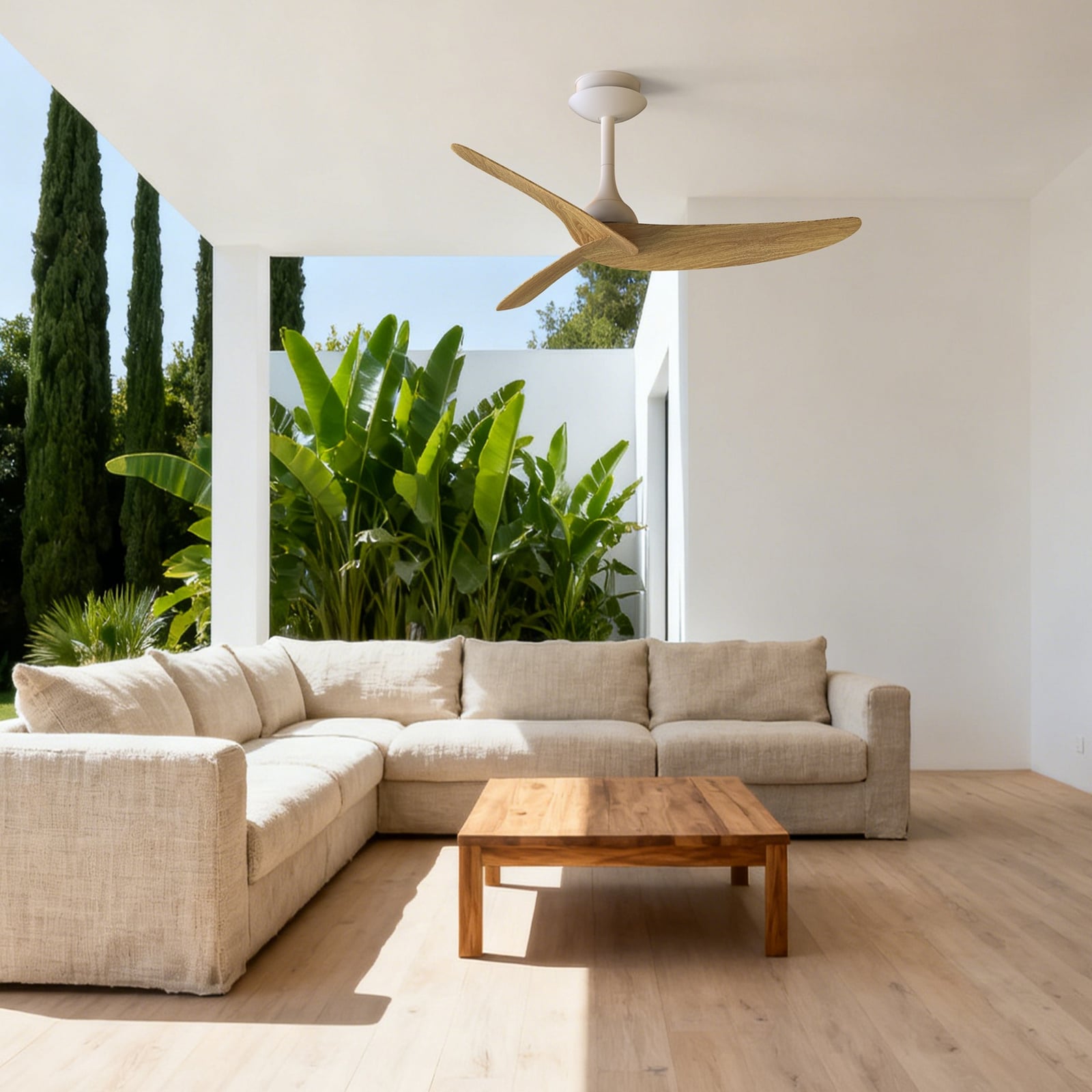 Plafondventilator Ipanema wit/hout DC stil IP44 - Mantra