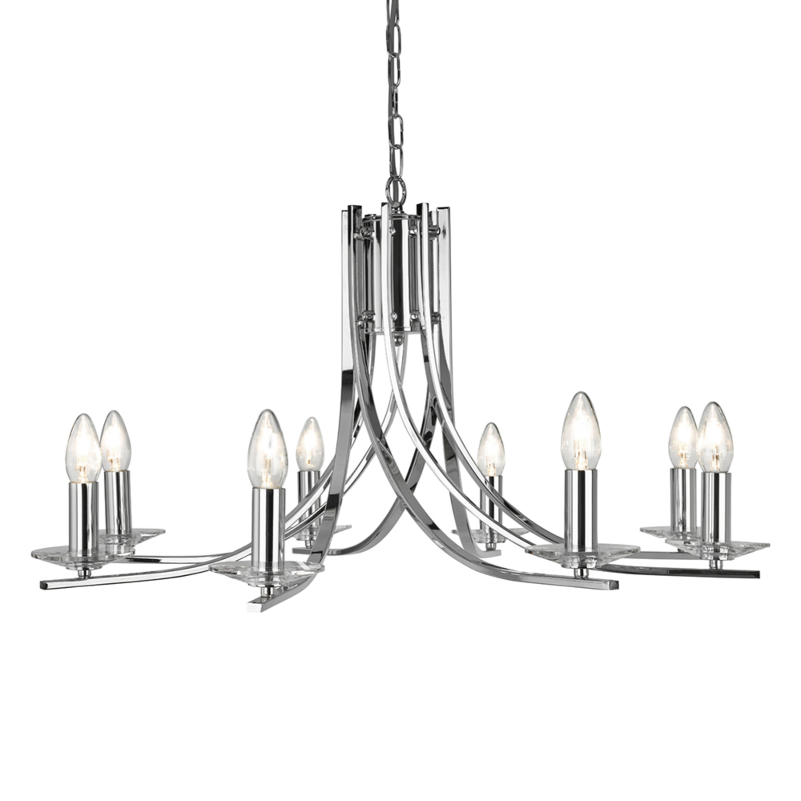 Searchlight Shiny Ascona hanging light with 8 bulbs, for Living / Dining Room, metal, glass, E14, 60 W, energy efficiency: A++, H: 41.5 cm