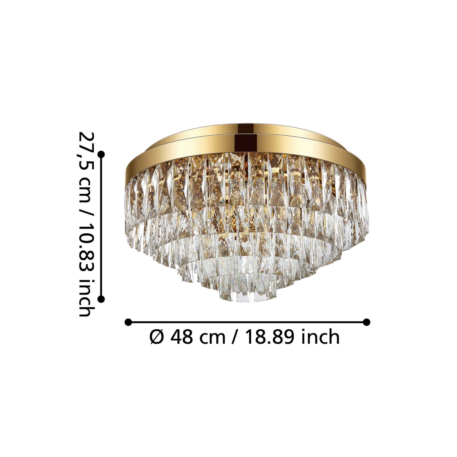 Plafonnier Valparaiso, doré, Ø 48 cm, métal - Stars of Light