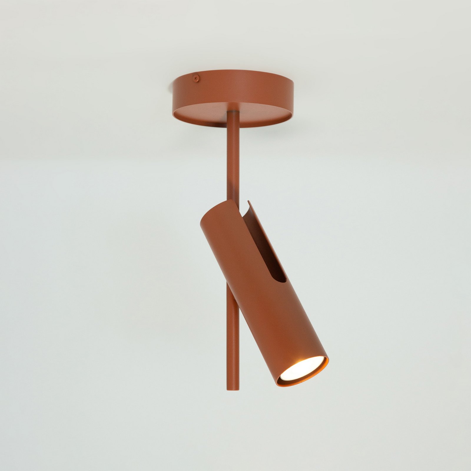 Deckenspot Leda 1, ziegelrot, 1-flammig, Höhe 34 cm