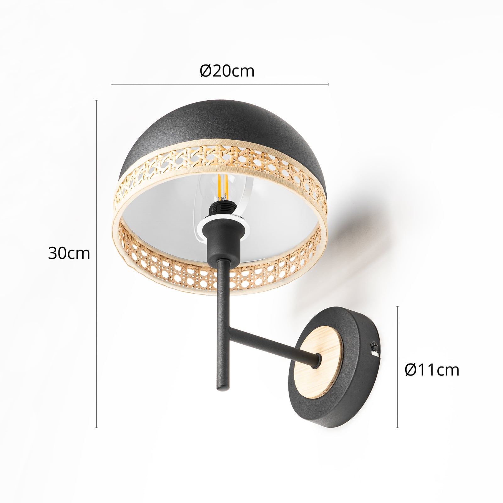 Lonnaris Wall Lamp Black/Nature - Lindby Lonnaris Wall Lamp Black/Nature - Lindby