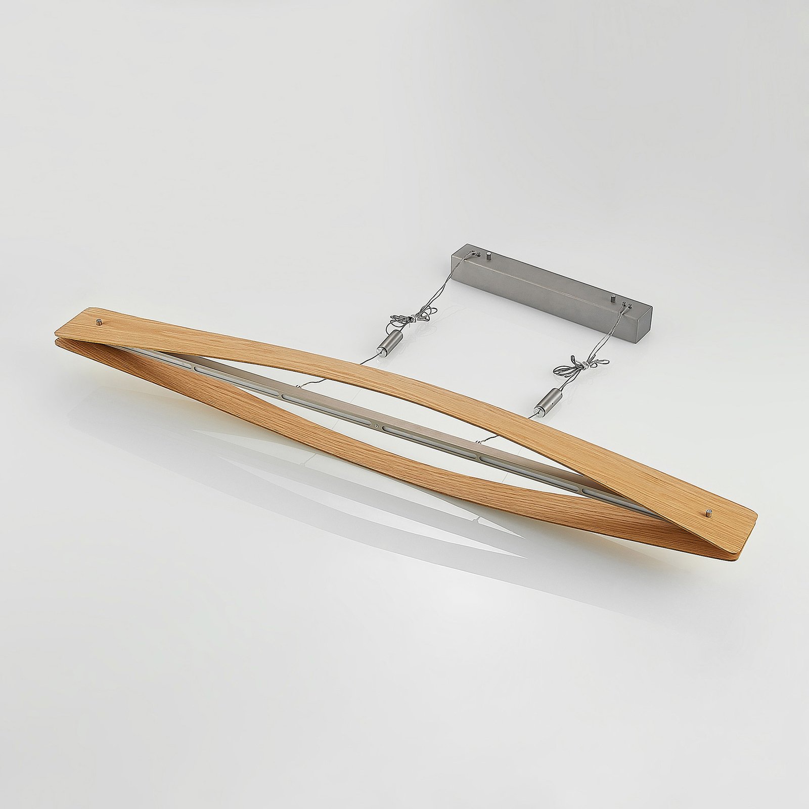 Lindby LED-Hängeleuchte Beazina, Eiche, Metall, 118cm