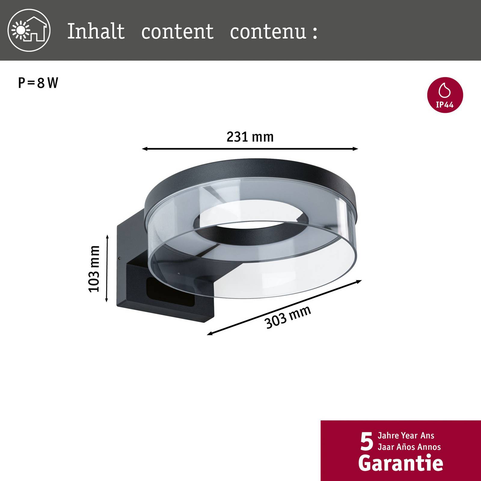 Paulmann kinkiet zewnętrzny LED Capera, antracyt, IP44