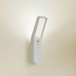 Lindby LED-Akku-Wandleuchte Taska, weiß, Kunststoff, Sensor