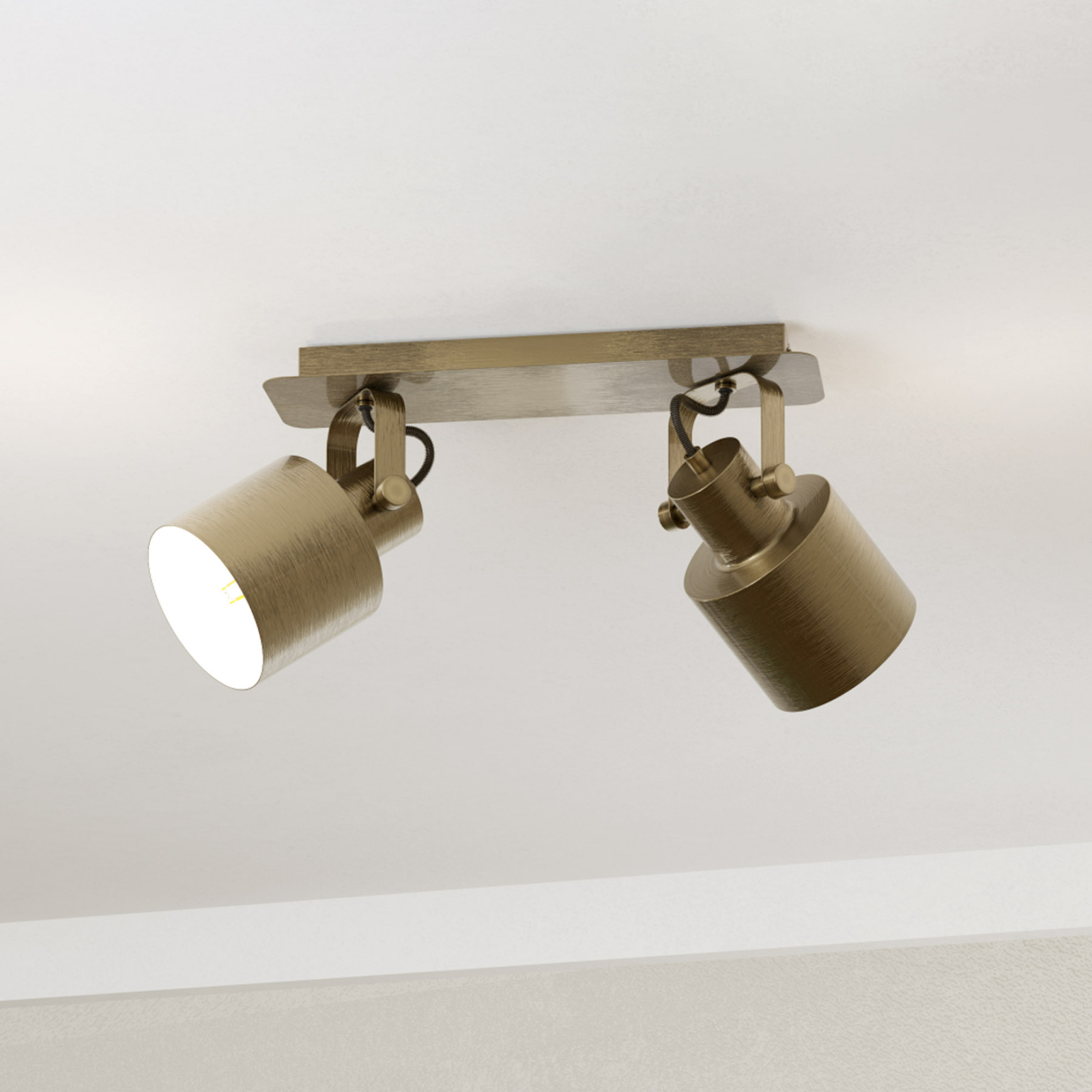 Foco de techo Southery 2 luces crema-oro cepillado
