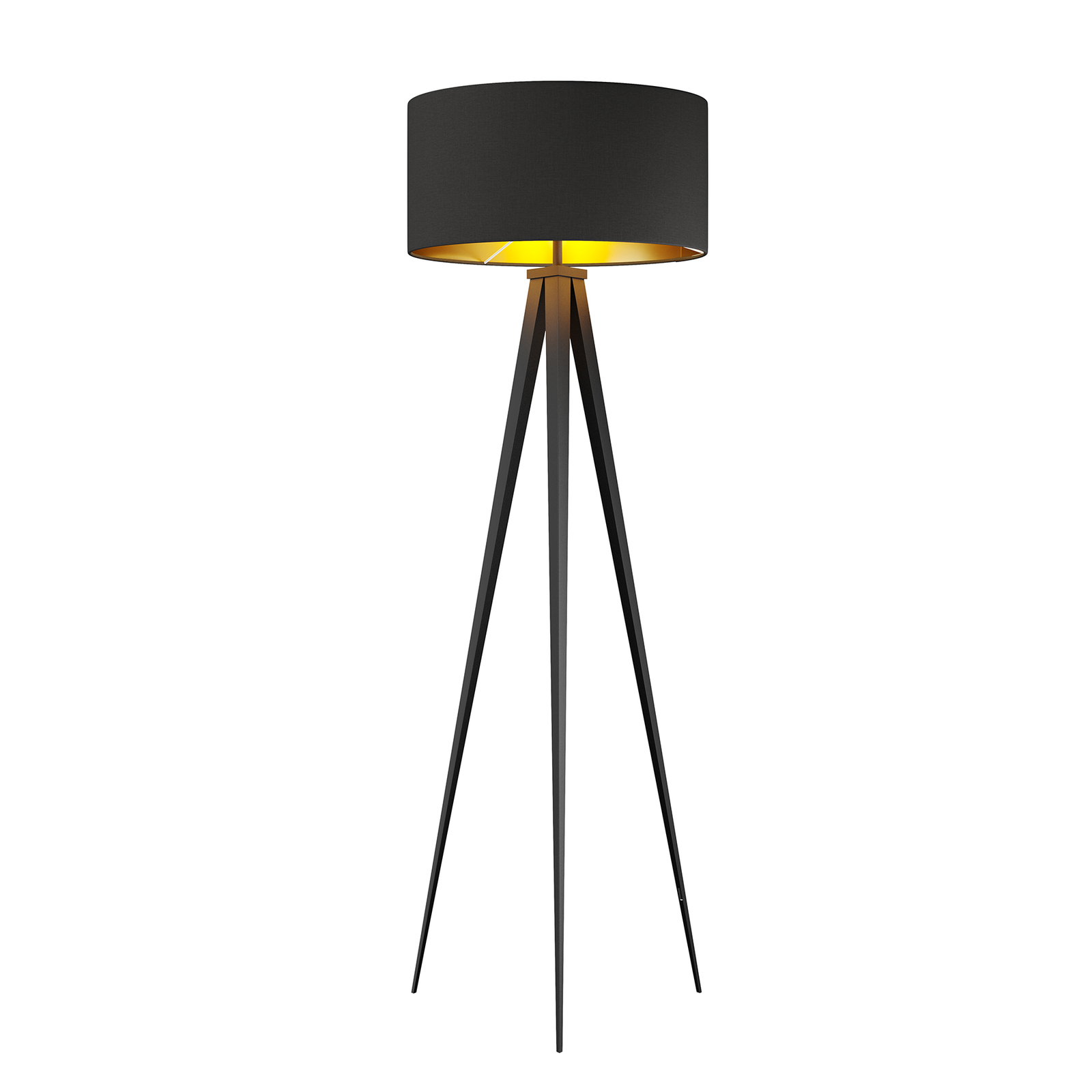 Lindby Benik Tripod-Stehlampe, schwarz und goldfarben