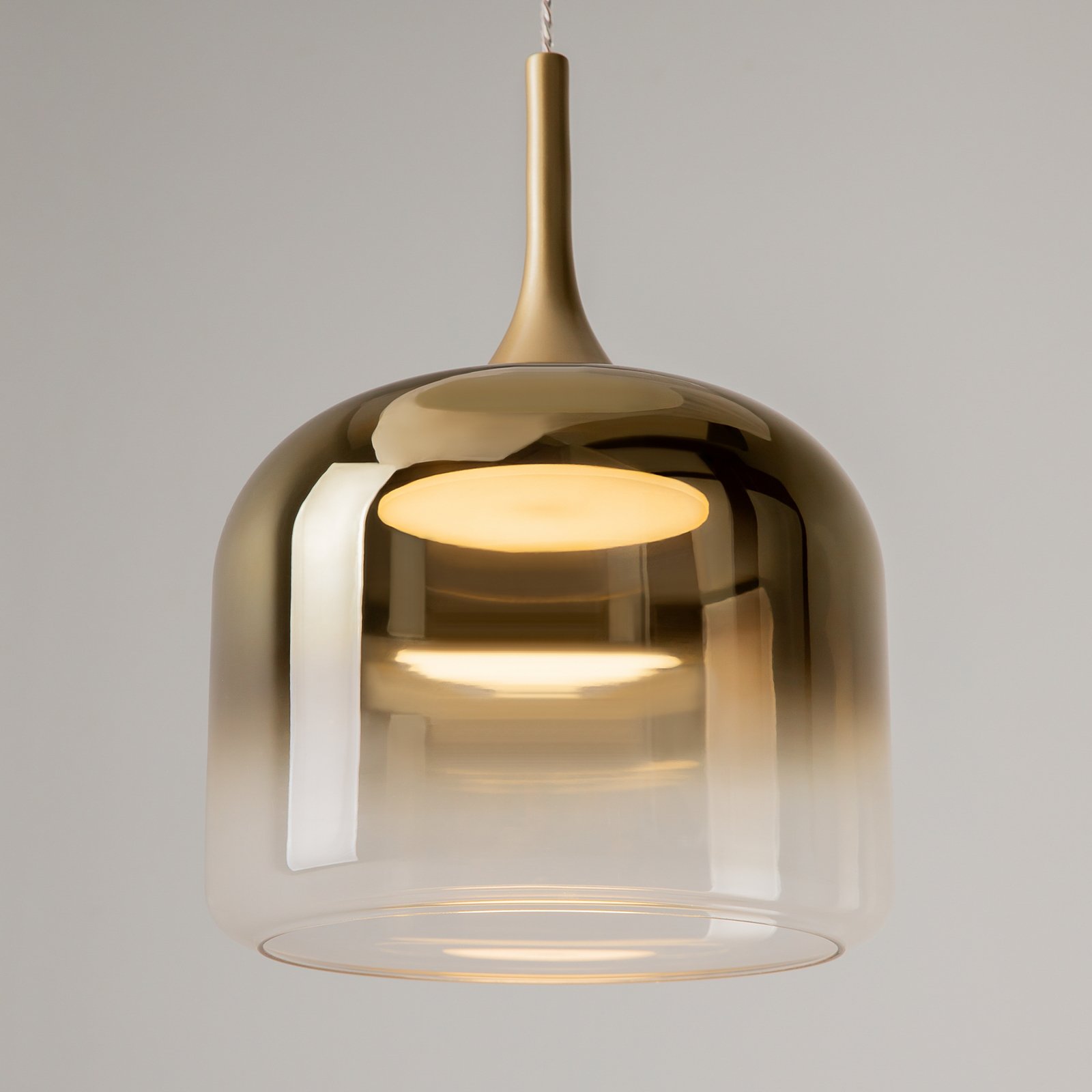 Maytoni LED pendant light Spirito, gold, glass/metal, Ø 26 cm