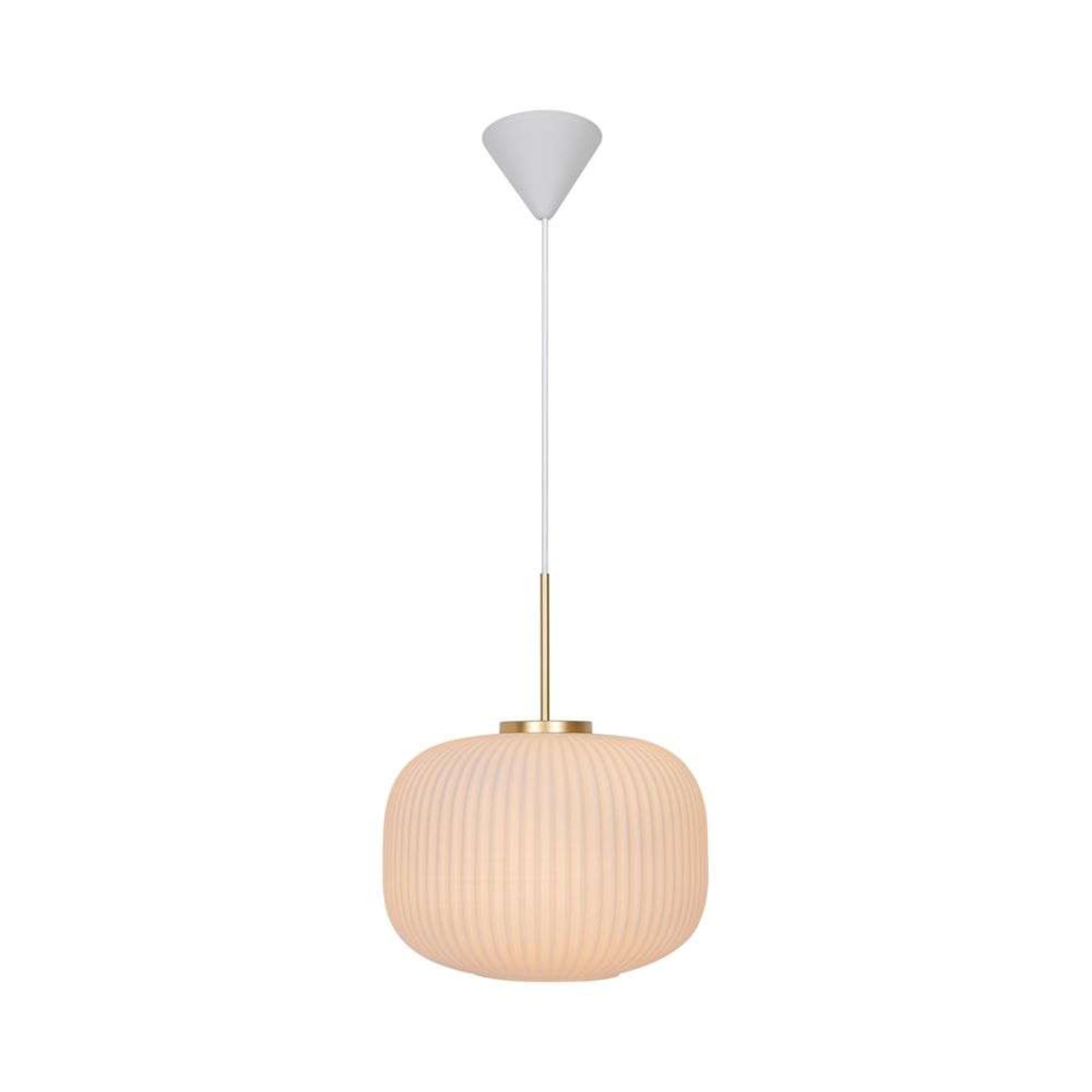 Colgante Milford, blanco opalino/latón, Ø 30 cm