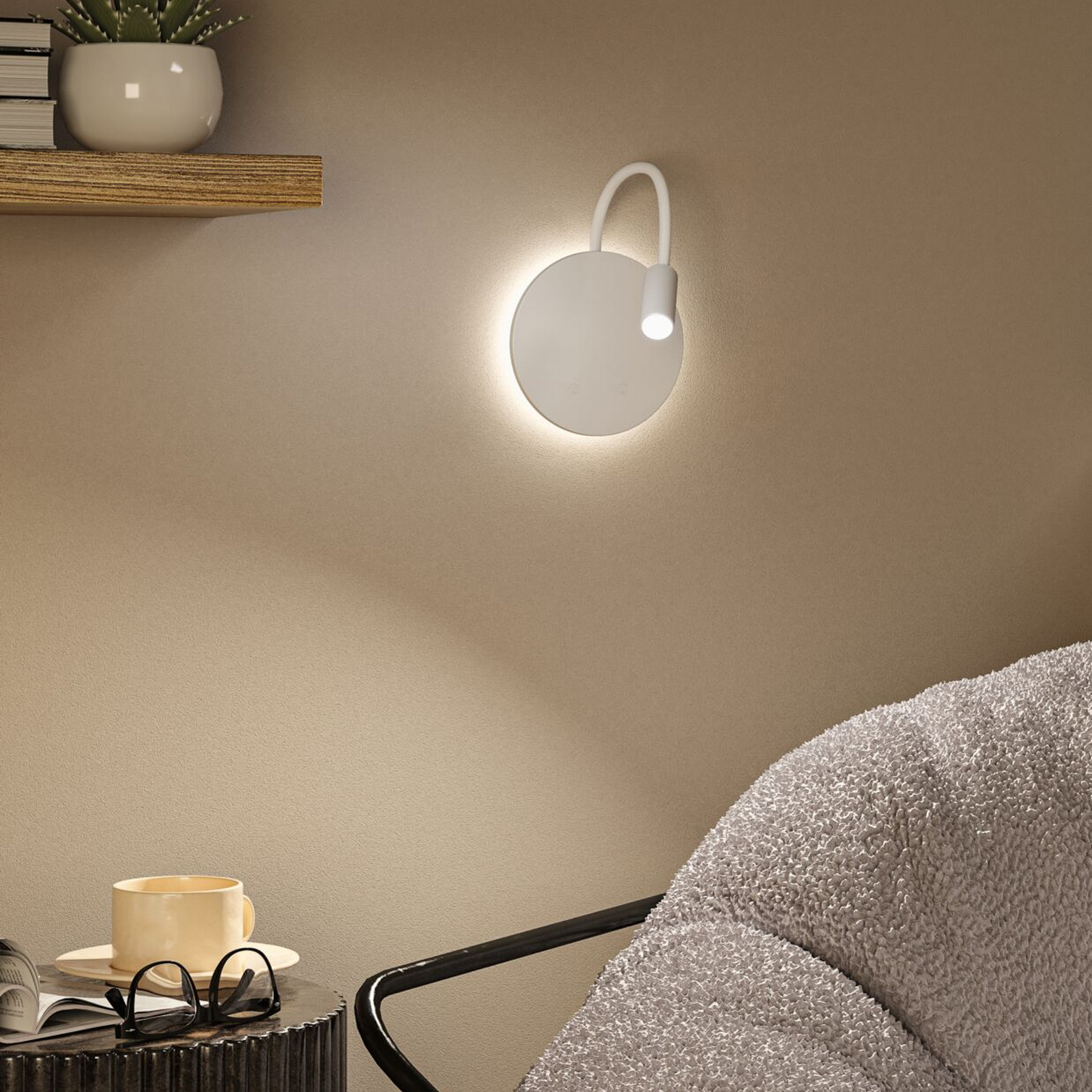 Applique murale LED rechargeable Miora, blanche, bras flexible, variateur Applique murale LED rechargeable Miora, blanche, bras flexible, variateur