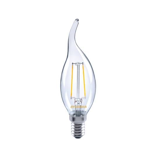 Candle LED bulb E14 ToLEDo 2.5W 827 clear, flame tip LED bulb