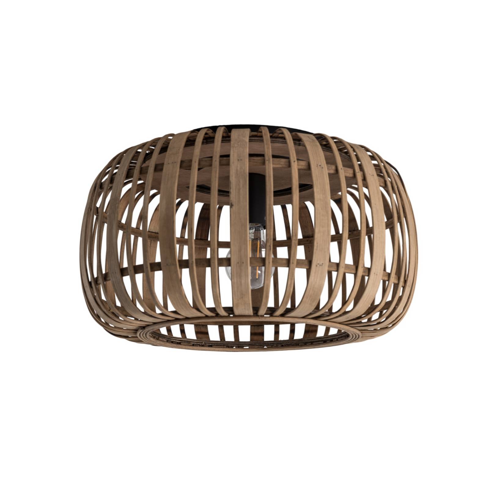 Lampa sufitowa Lindby Canyana, naturalna, rattan, Ø 40 cm