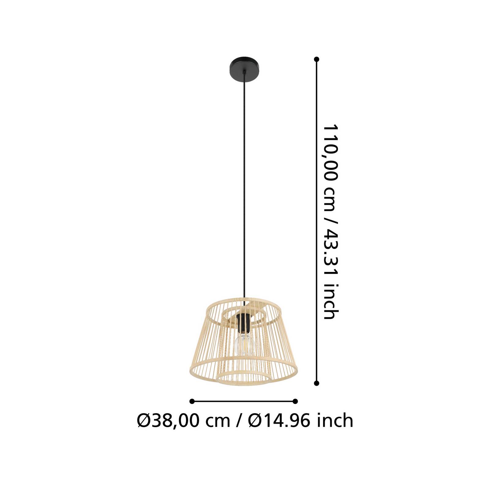 Lampa wisząca Hykeham, Ø 38 cm, naturalny, bambus