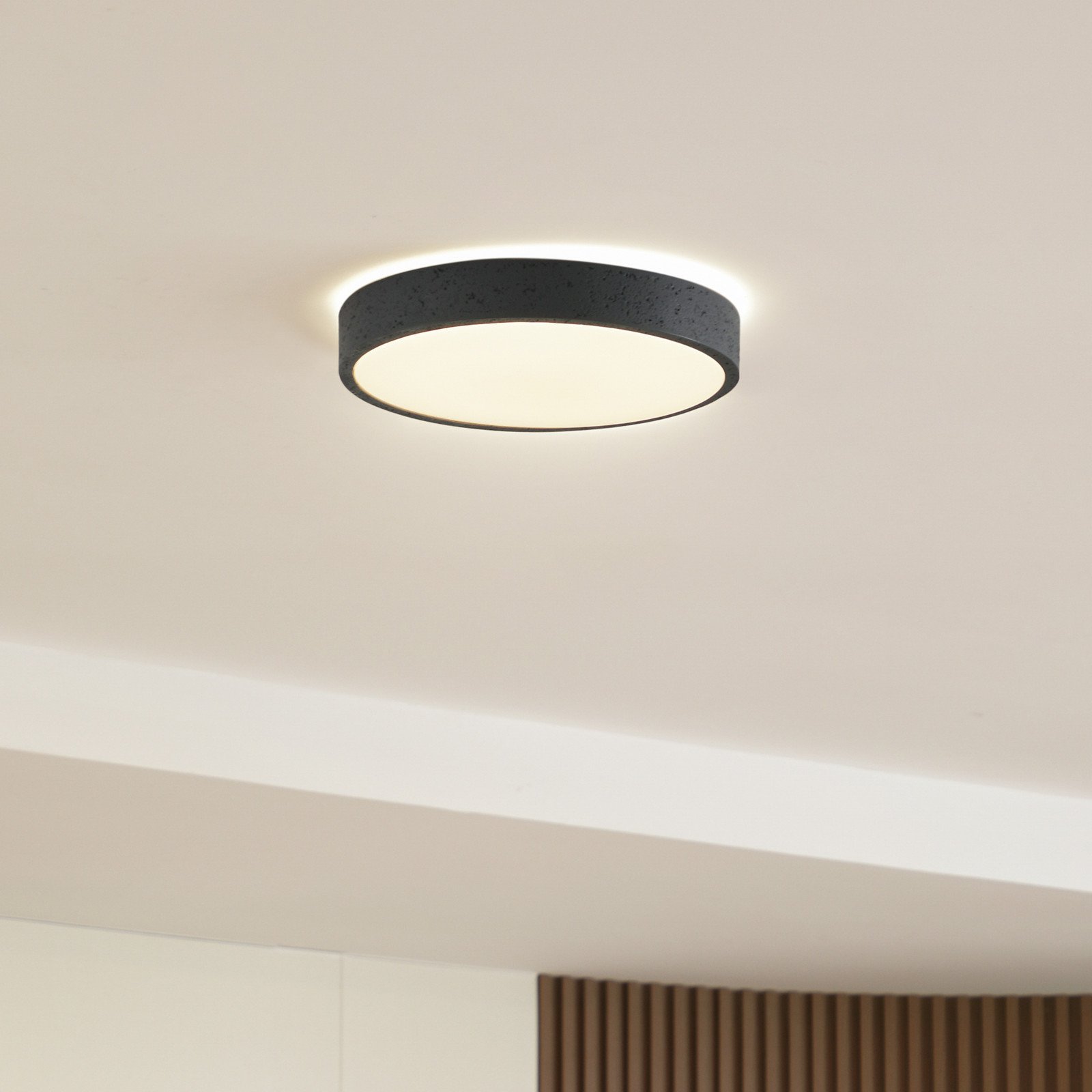 Plafonieră cu LED Lindby Manala gri beton RGB CCT telecomandă - Camera de zi / sufragerie - gri beton alb - Metal