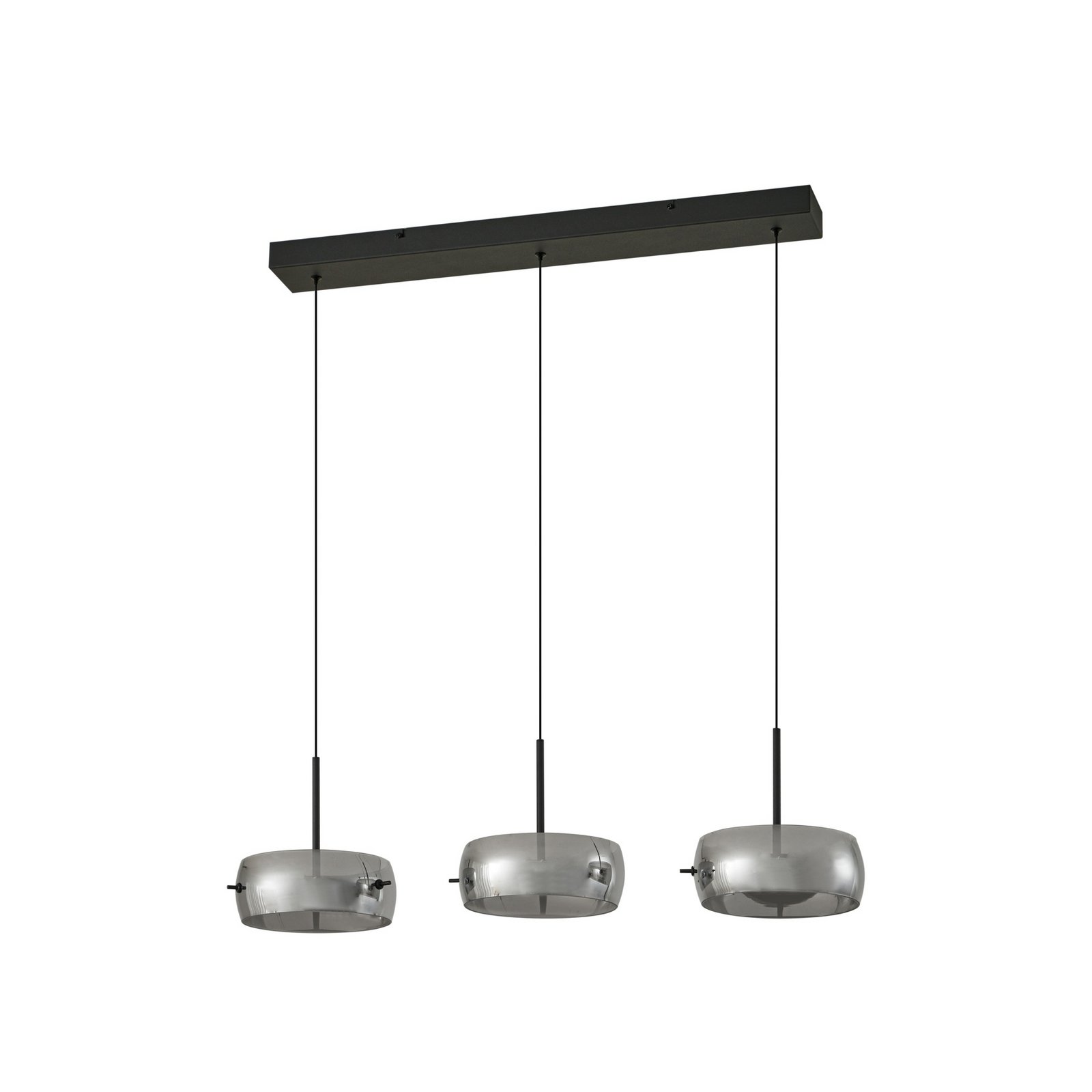Lucande LED-Hängeleuchte Martis, schwarz, 3-flg., step-dim