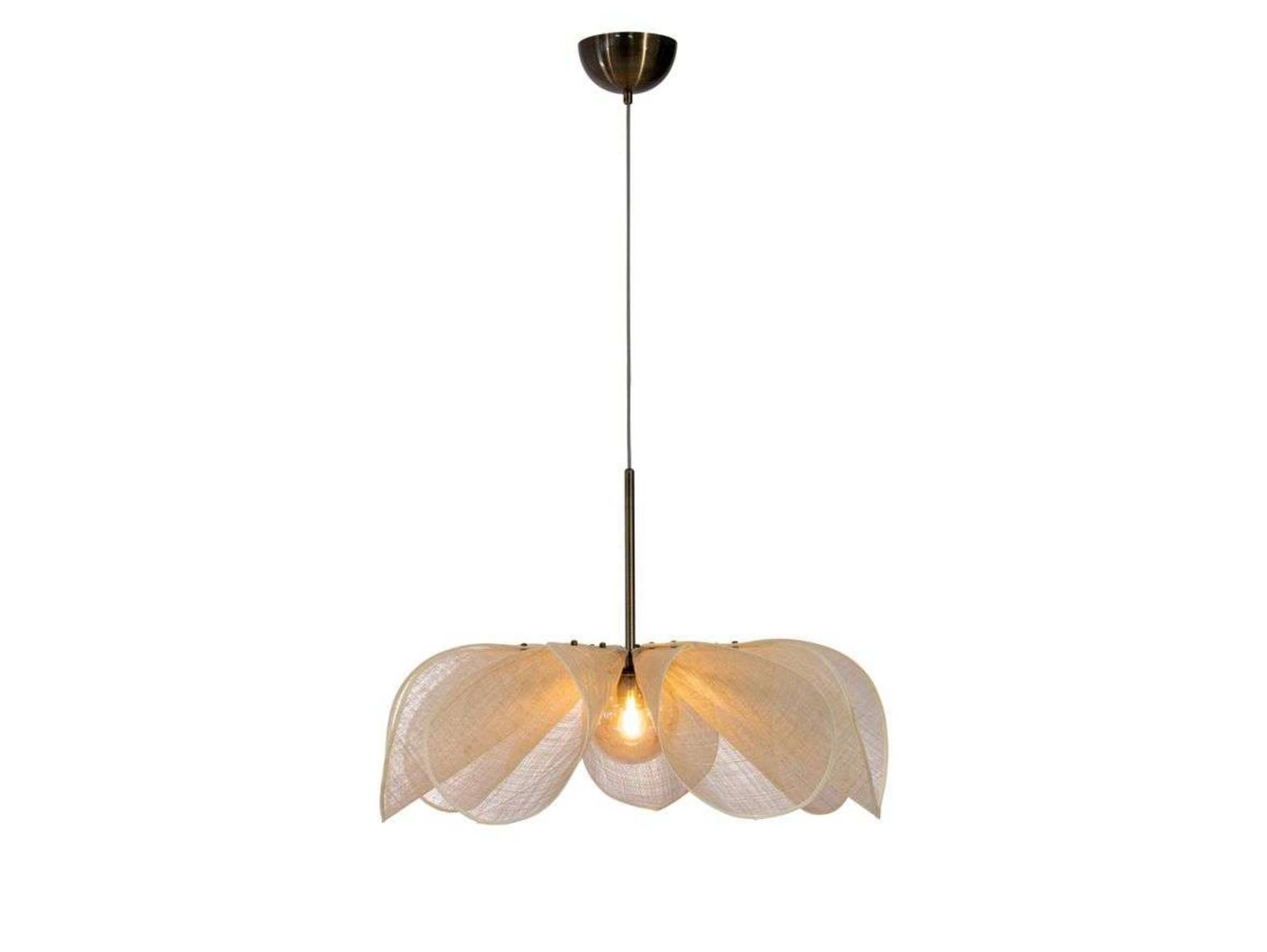 Hängeleuchte Styrka, Ø 75 cm, messing/beige, Bananenfaser