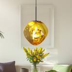 Canopus pendant light, gold-coloured, Ø 28 cm, glass, E27