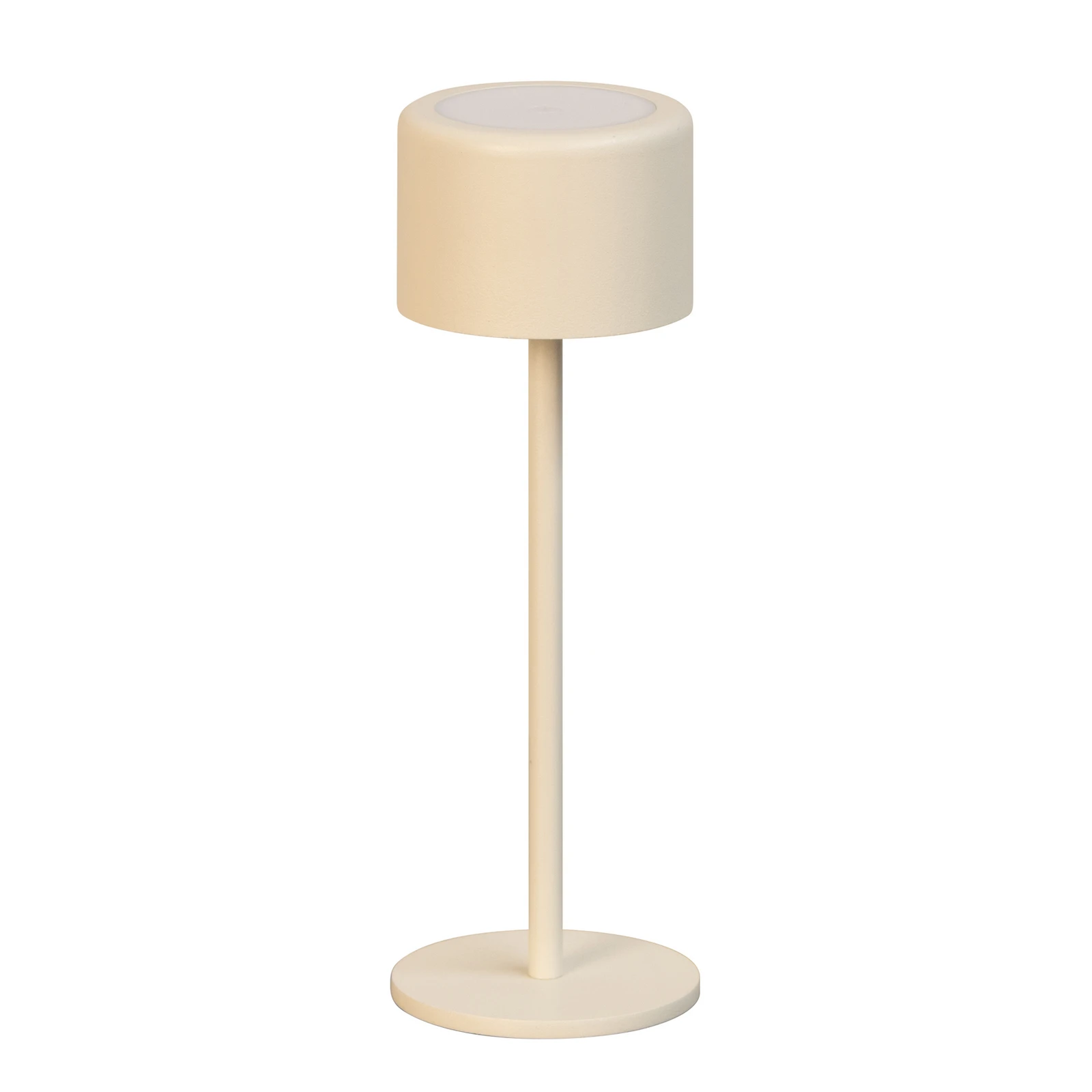 LED akumuliatorinė stalo lempa „Juna“, smėlio spalvos, aukštis 25 cm, metalas,