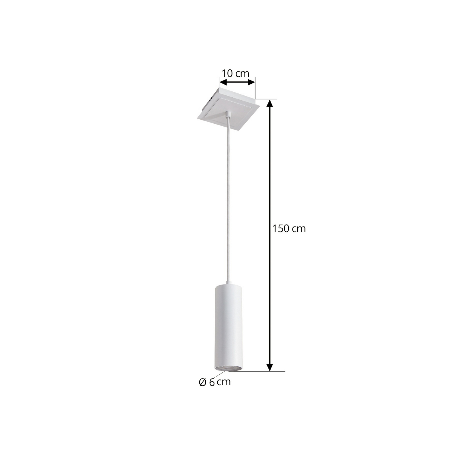 Candeeiro suspenso Lindby Joffrey, Ø 6 cm, branco, metal, GU10