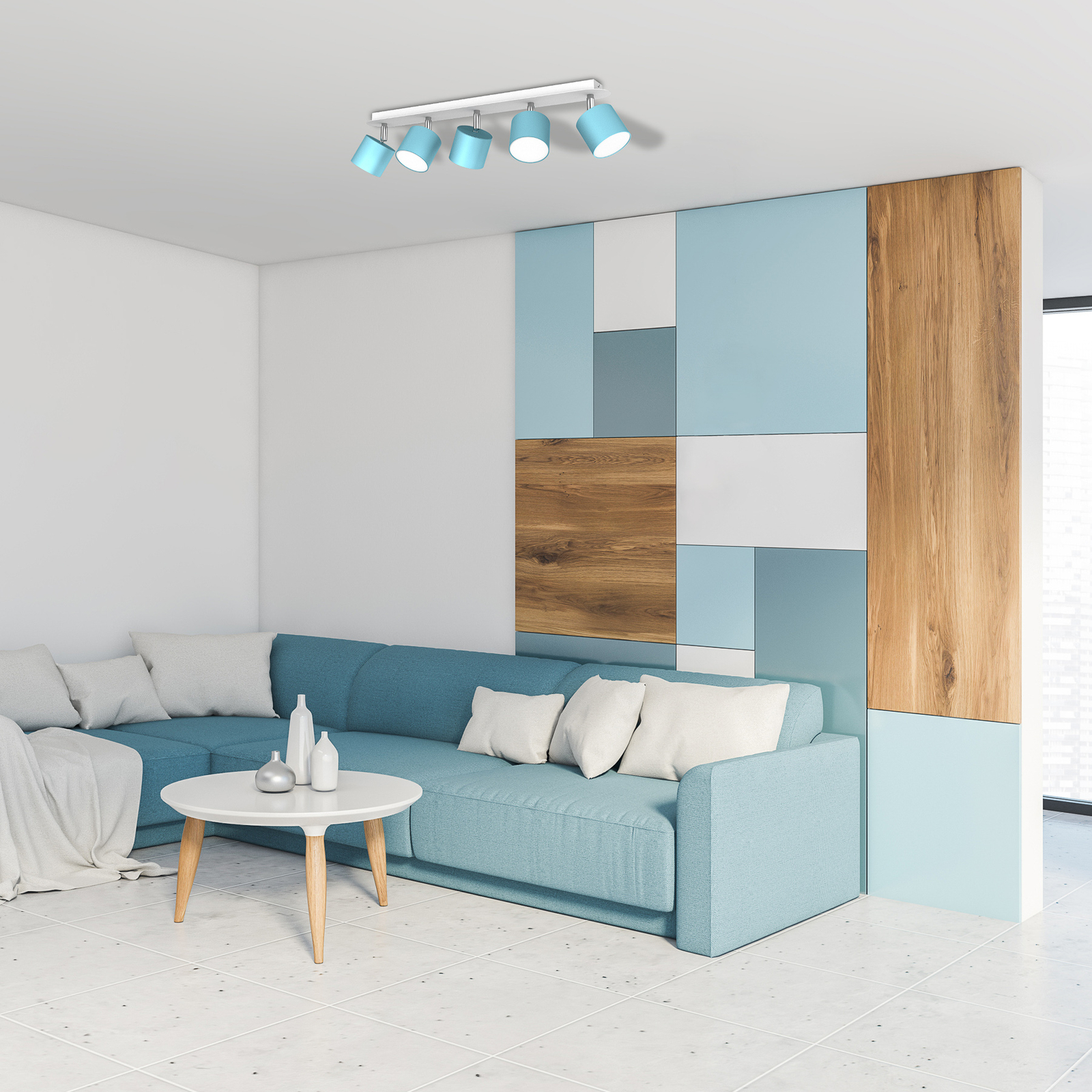 Faretto soffitto Cloudy 5 luci blu