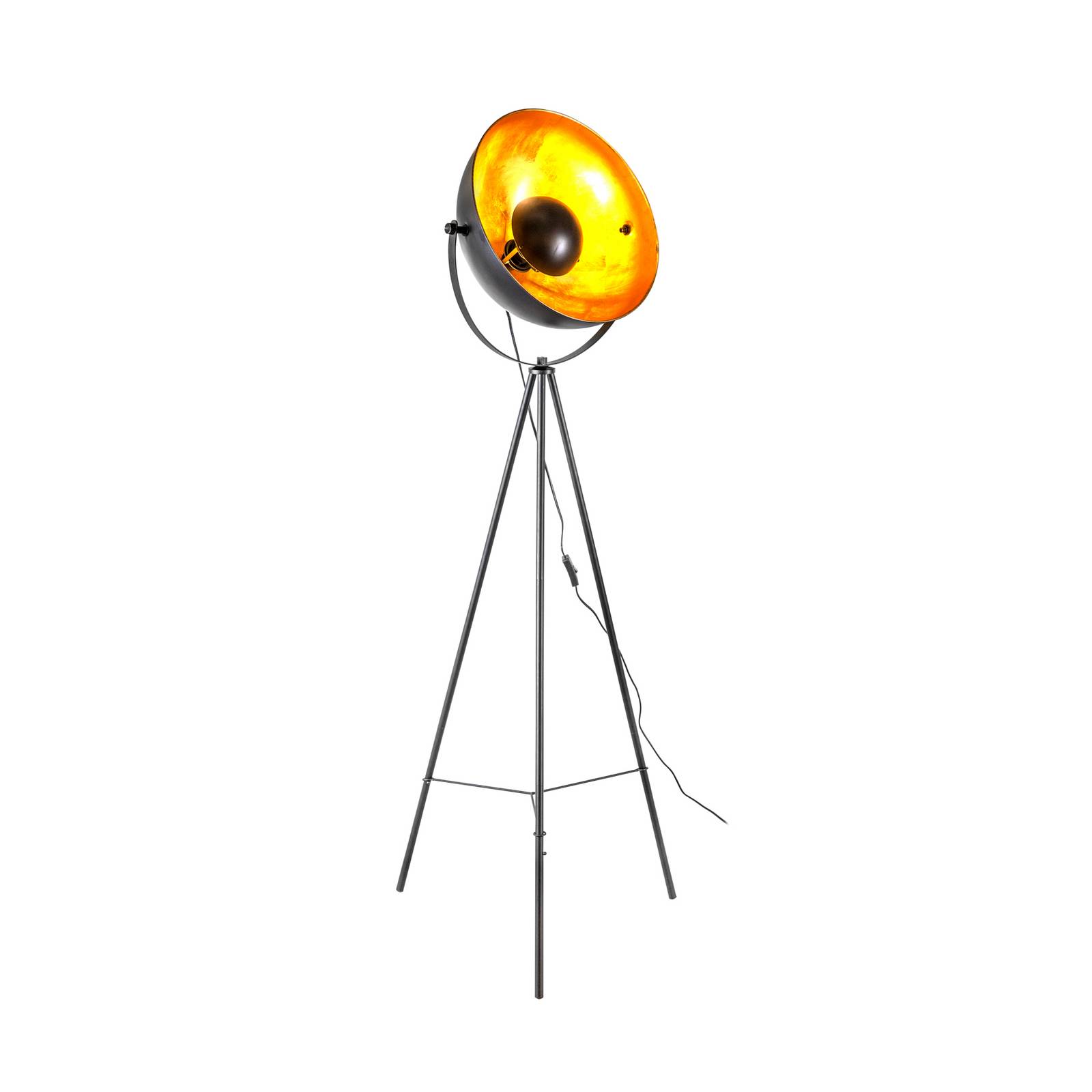 Steh Leuchte Stativ Ess Zimmer Lampe Decken Fluter verstellbar schwarz-gold Nino Leuchten 45150145