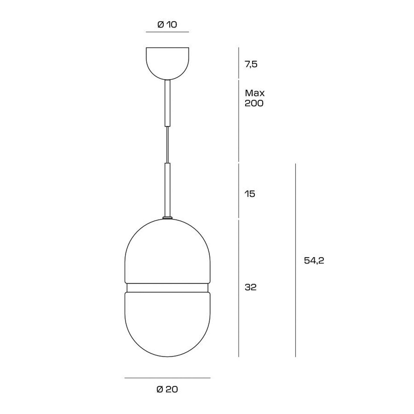 Suspension Domu, Ø 20 cm, bronze/blanc, verre, GX53