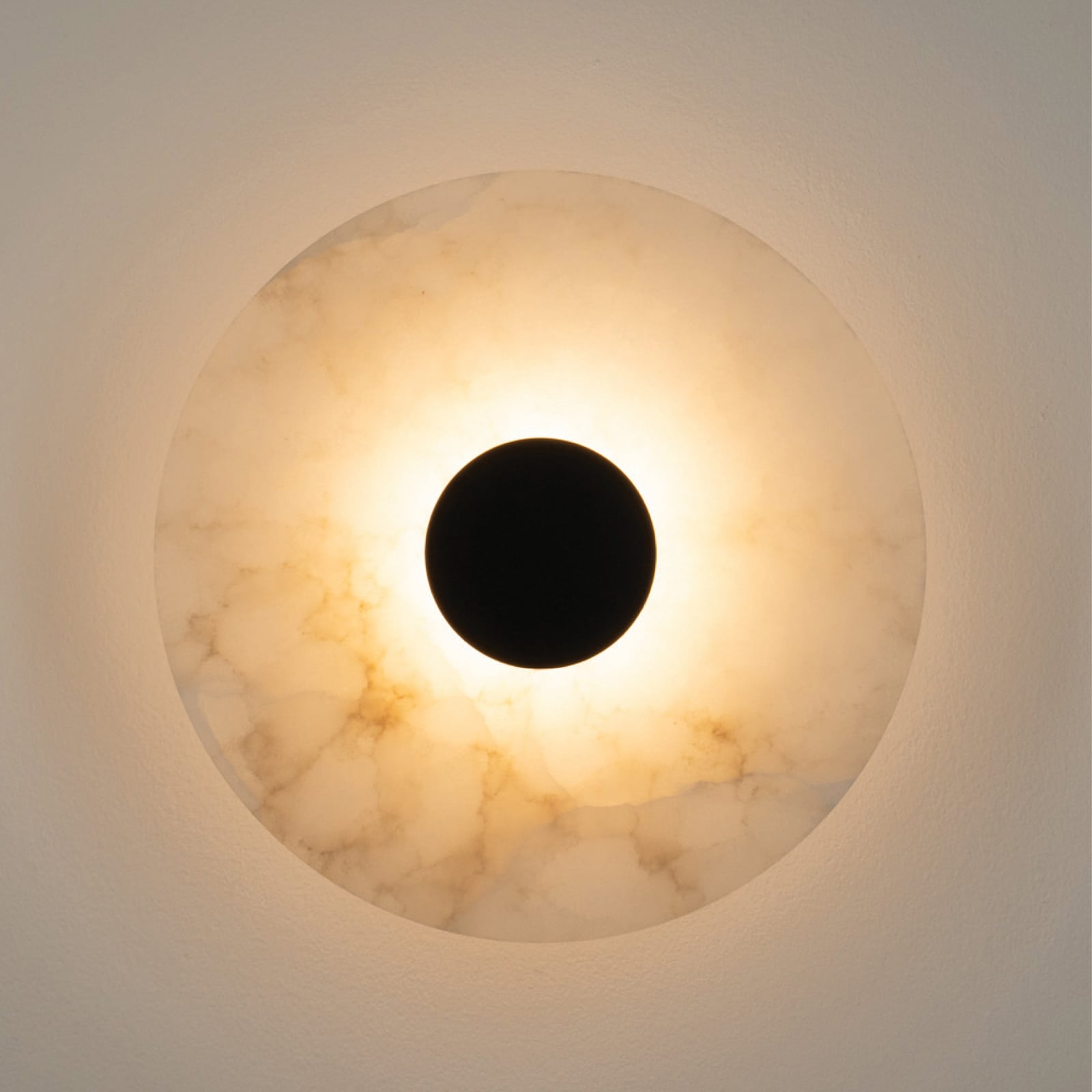 LED-seinävalaisin 2551, valkoinen/musta, halkaisija 25 cm, alabasteri