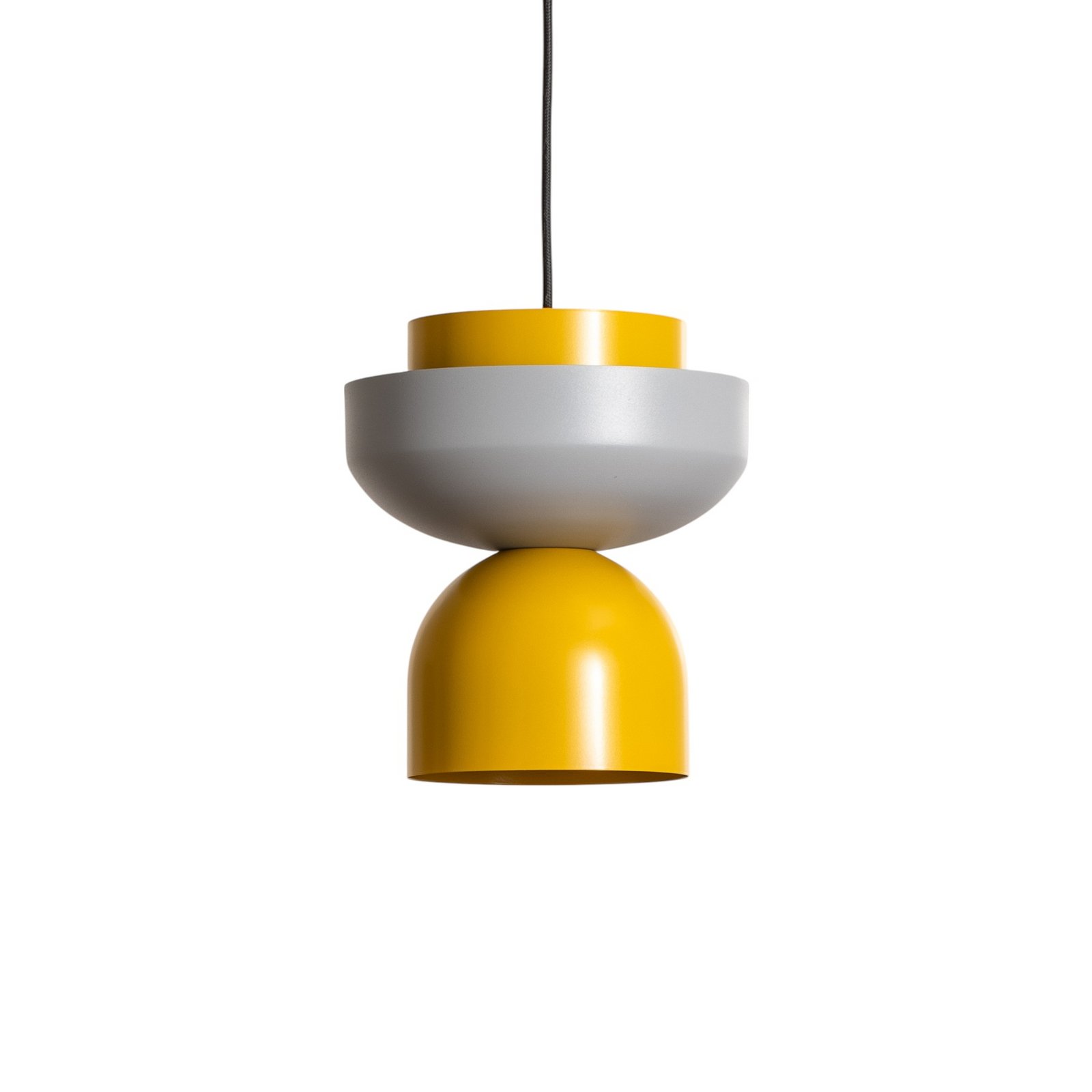 Żyrandol Ulia, żółta/szara, metalowy klosz