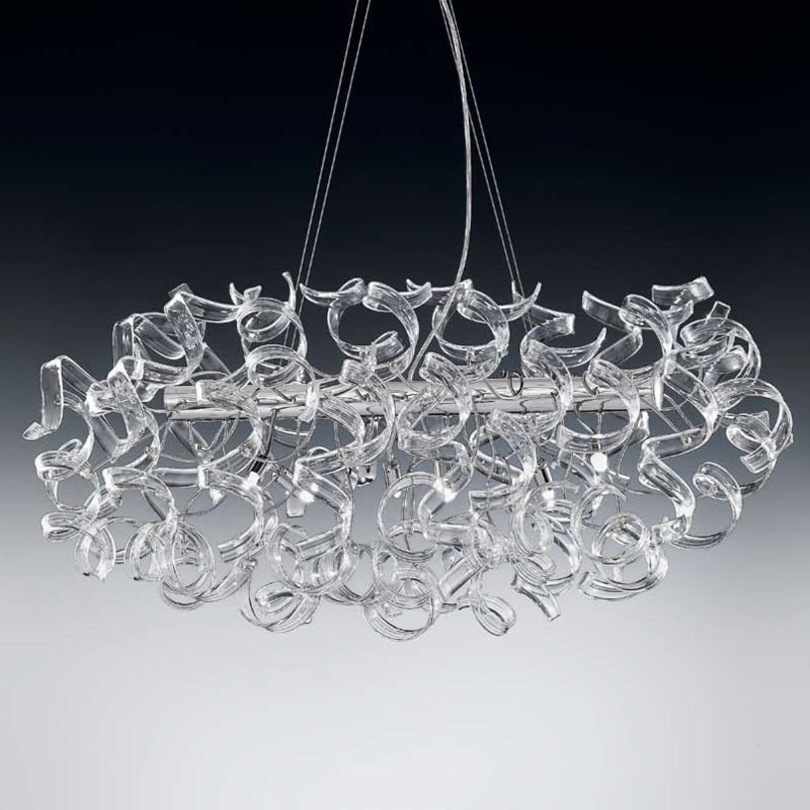Mettallux Transparent hanging light Crystal, for Living / Dining Room, metal, glass, G9, 40 W, energy efficiency: A++, L: 90 cm, H: 40 cm