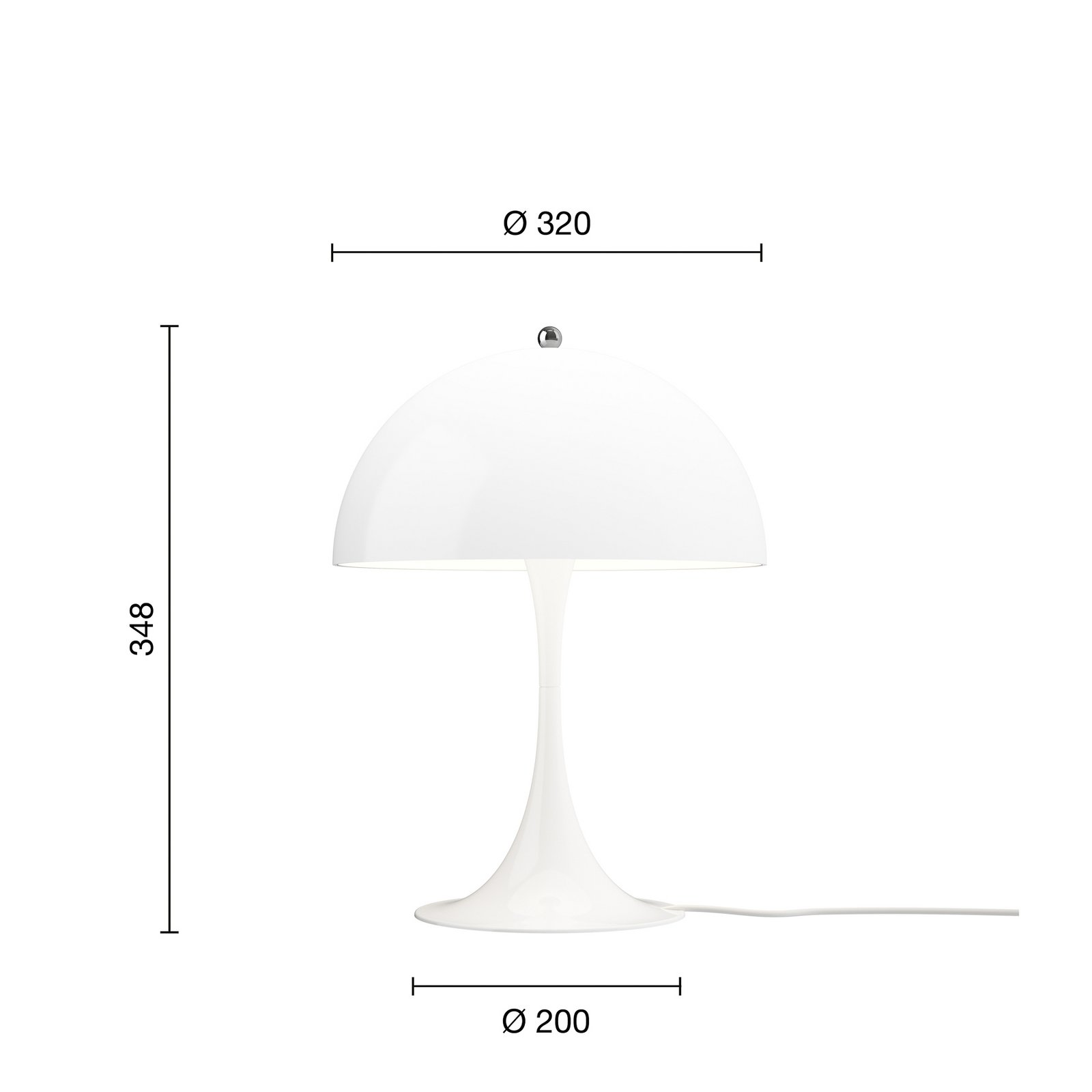 Louis Poulsen Panthella 320 asztali lámpa, fehér, Ø 32 cm, E14