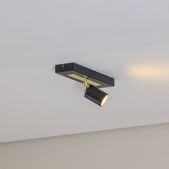 Faretto da soffitto Rodez, nero/oro, lunghezza 30 cm, acciaio
