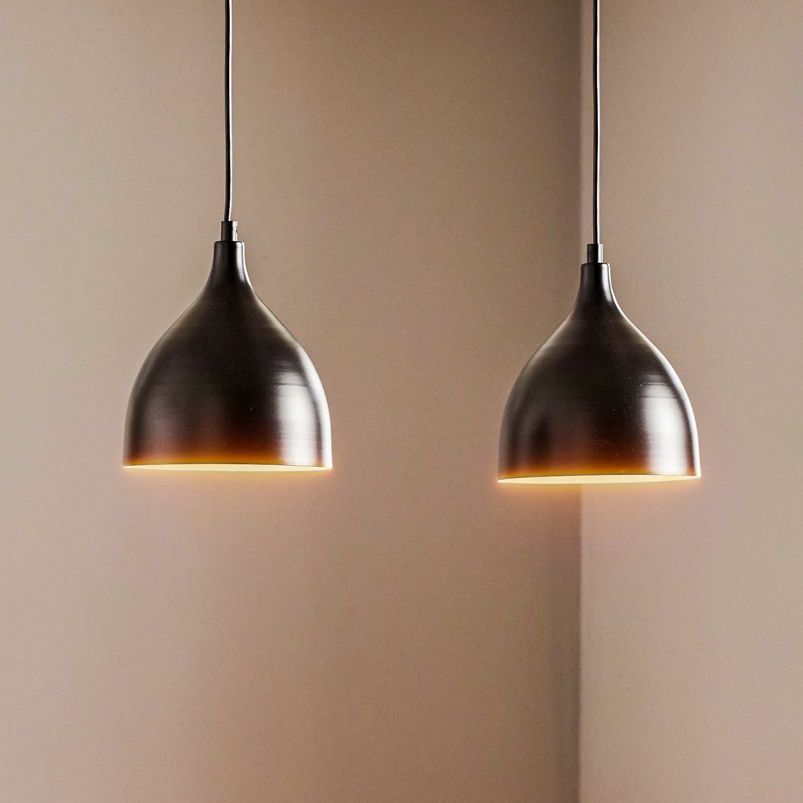 Luminex Lampă suspendată Nanu din metal negru cu 2 becuri - Camera de zi / sufragerie - Modern