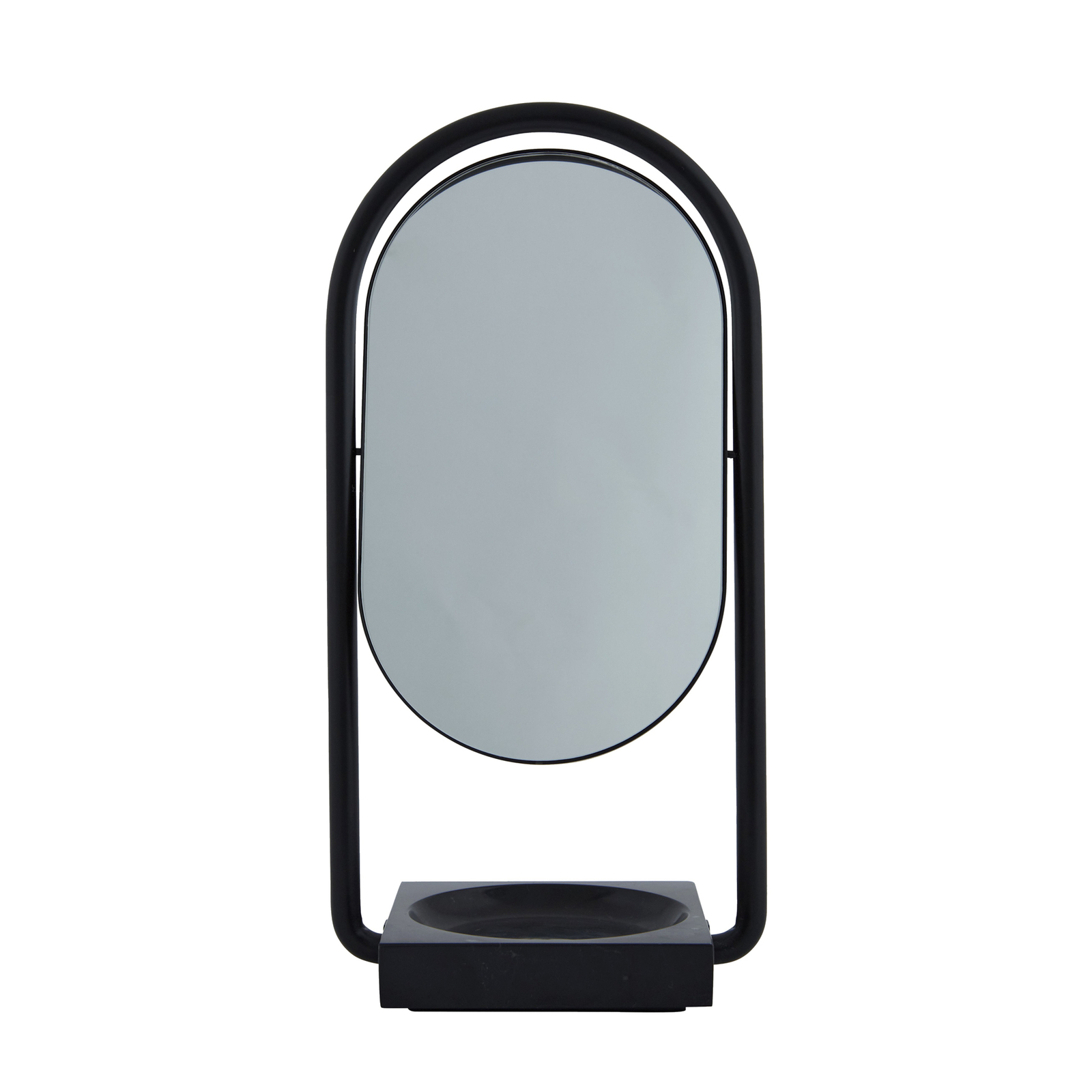 AYTM Angui table mirror, black, height 35 cm, glass, marble